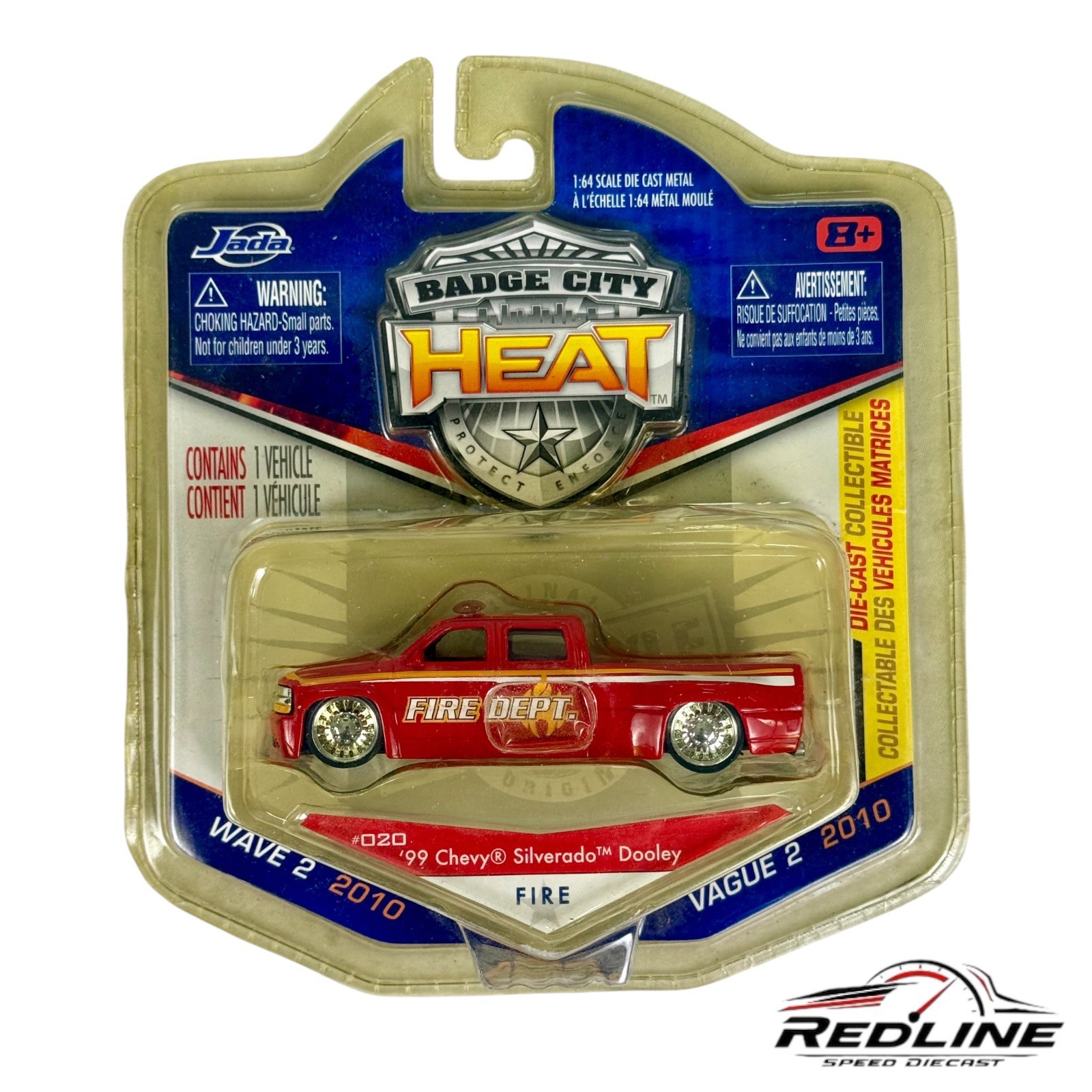 🔥🔥Jada BADGE CITY HEAT ’99 Chevy Silverado Dooley Fire Dept. 1:64 H26🔥🔥