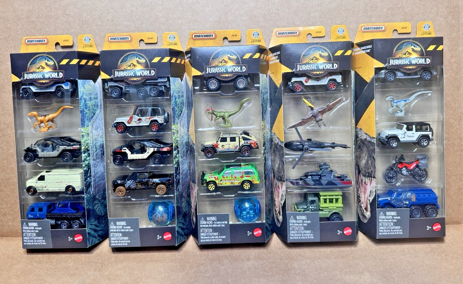 Matchbox Jurassic World 2026 E Case 5-Pack – Complete Set of 5 (JGL60-979E)