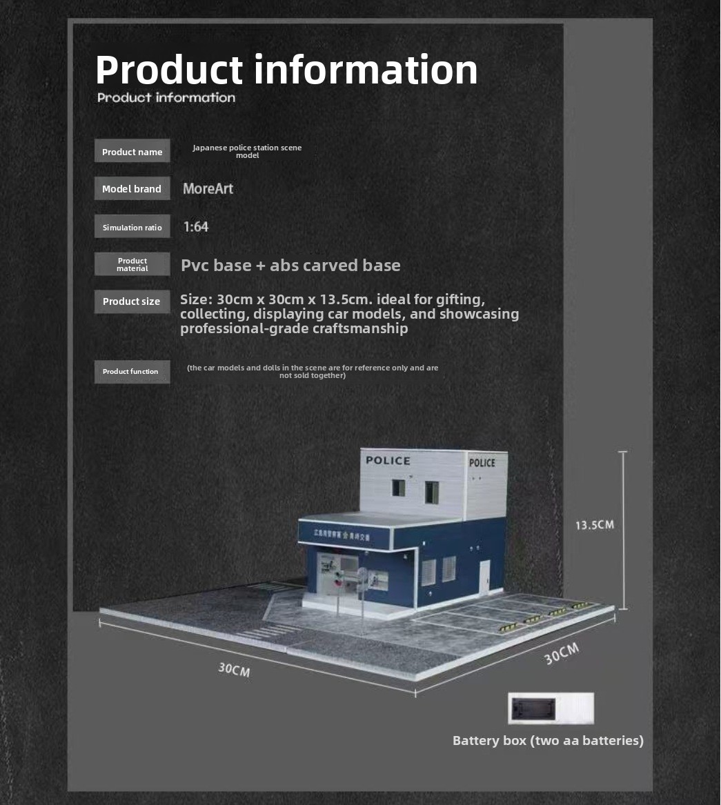 Diorama 1/64 Car Parking Lot Model LED Lights City Car Gas Station Scene Display