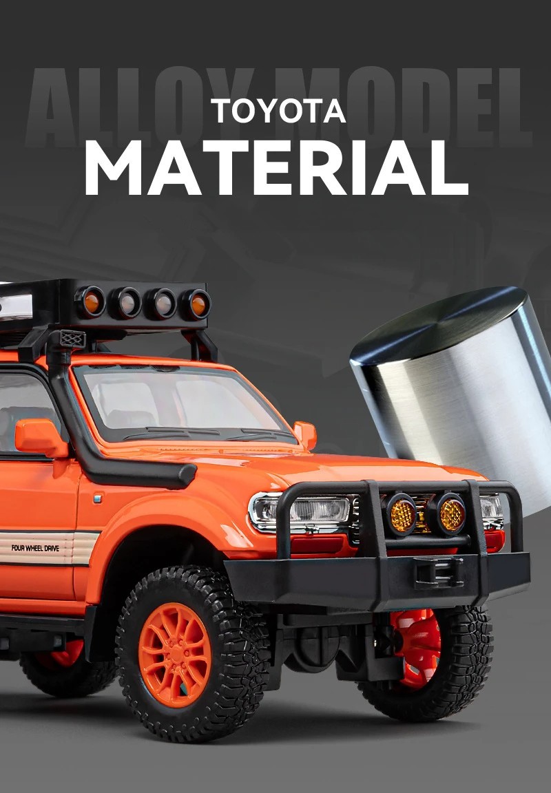 1:24 Toyota Land Cruiser LC80 Car Model Alloy Diecast Vehicle Gift Sound Light