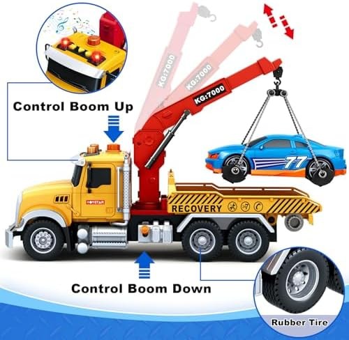 Kids Toys for 3 4 5 6 7 Years Old Boys, 15″ Large Tow Truck Toy, Friction Pow…