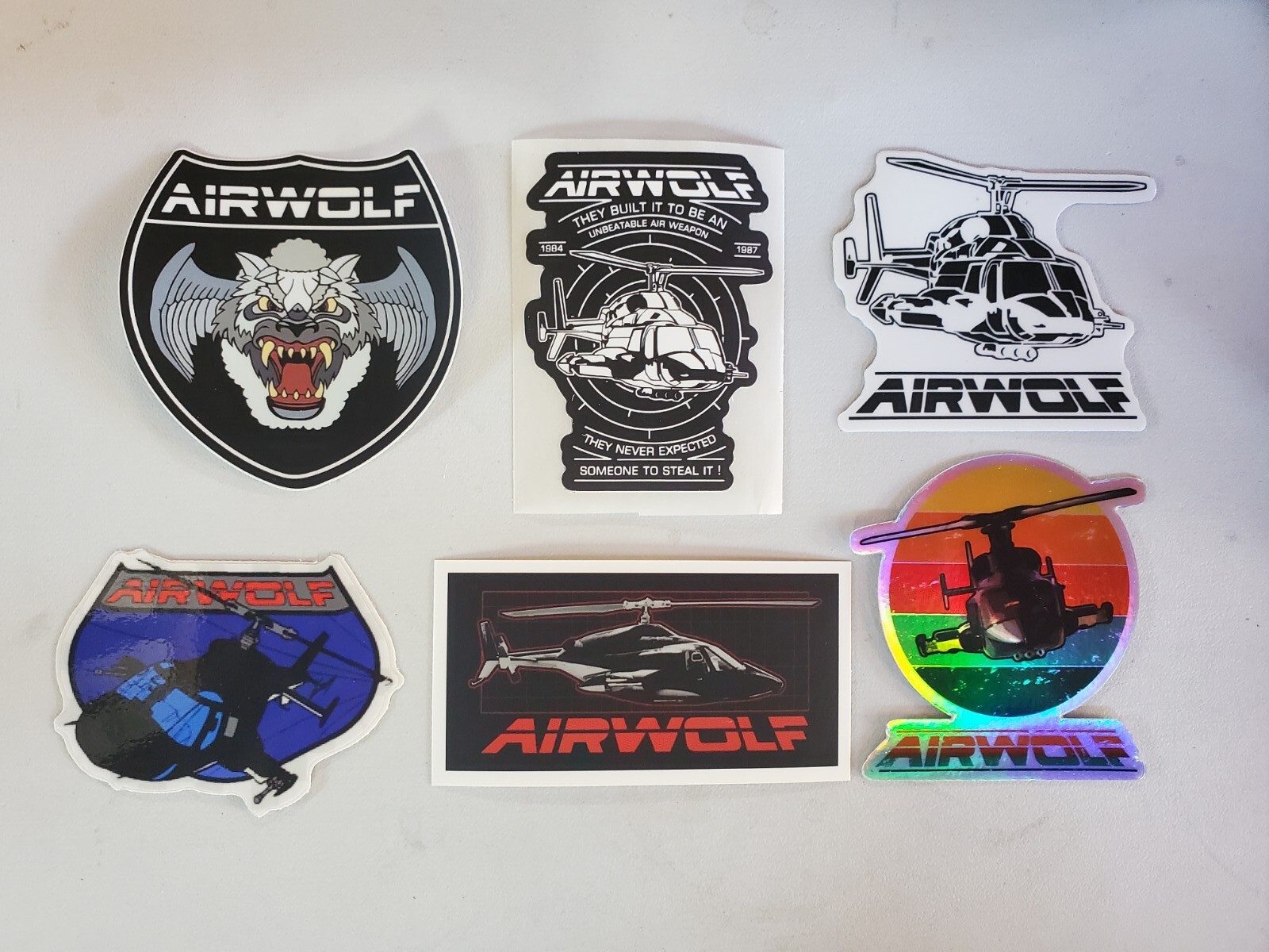 AIRWOLF 1980s STICKERS VARIETY PACK (6) *WORLDWIDE 🌐 SHIPPING* NEW HOLOGRAPHIC