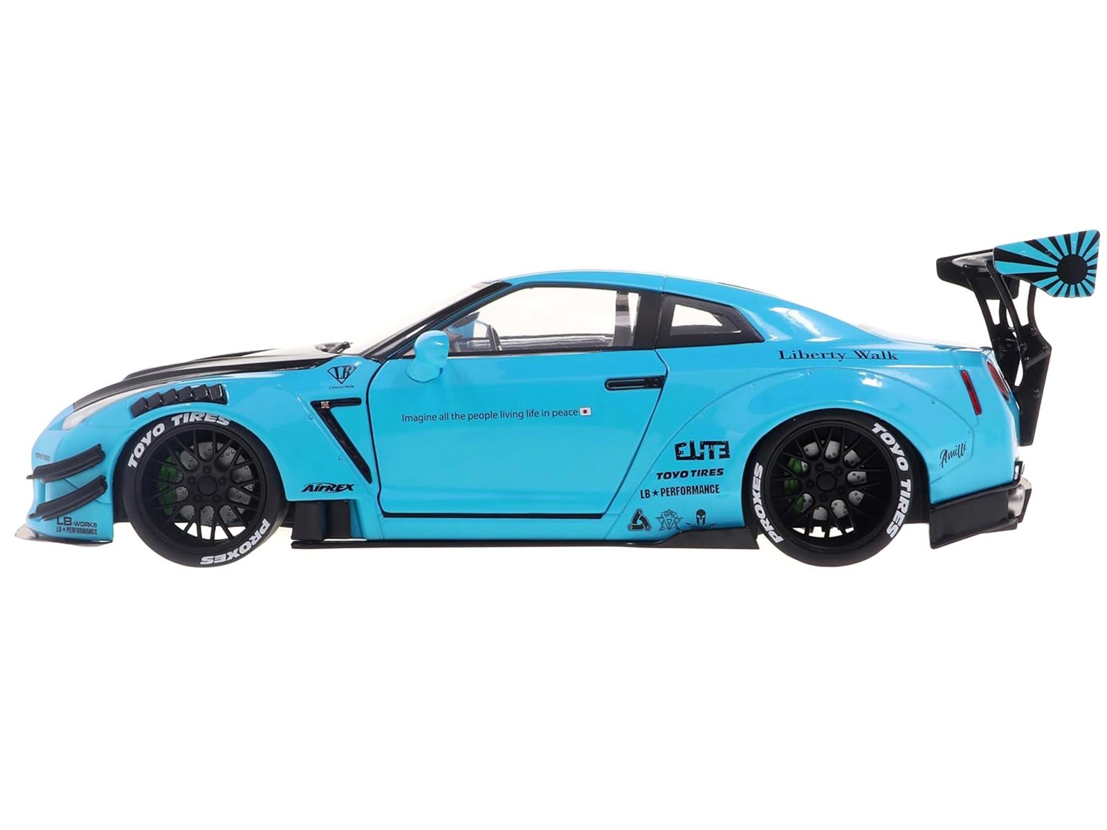 2023 NISSAN GT-R (R35) LIBERTY WALK 2.0 RHD BABY BLUE 1/18 BY SOLIDO S1805817