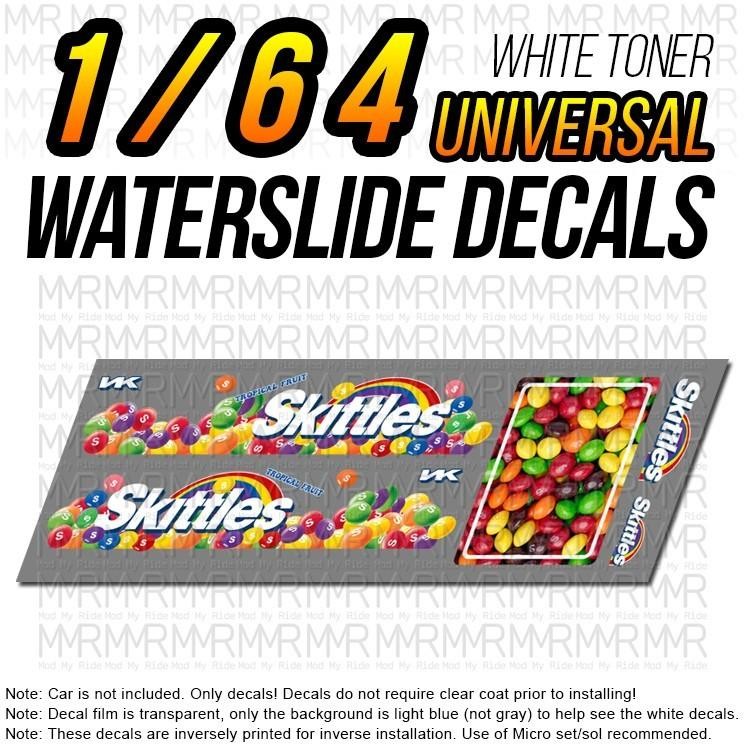 1/64 Scale SKITTLES M&M TOOTSIE White Toner Universal WaterSlide Decals for Hot