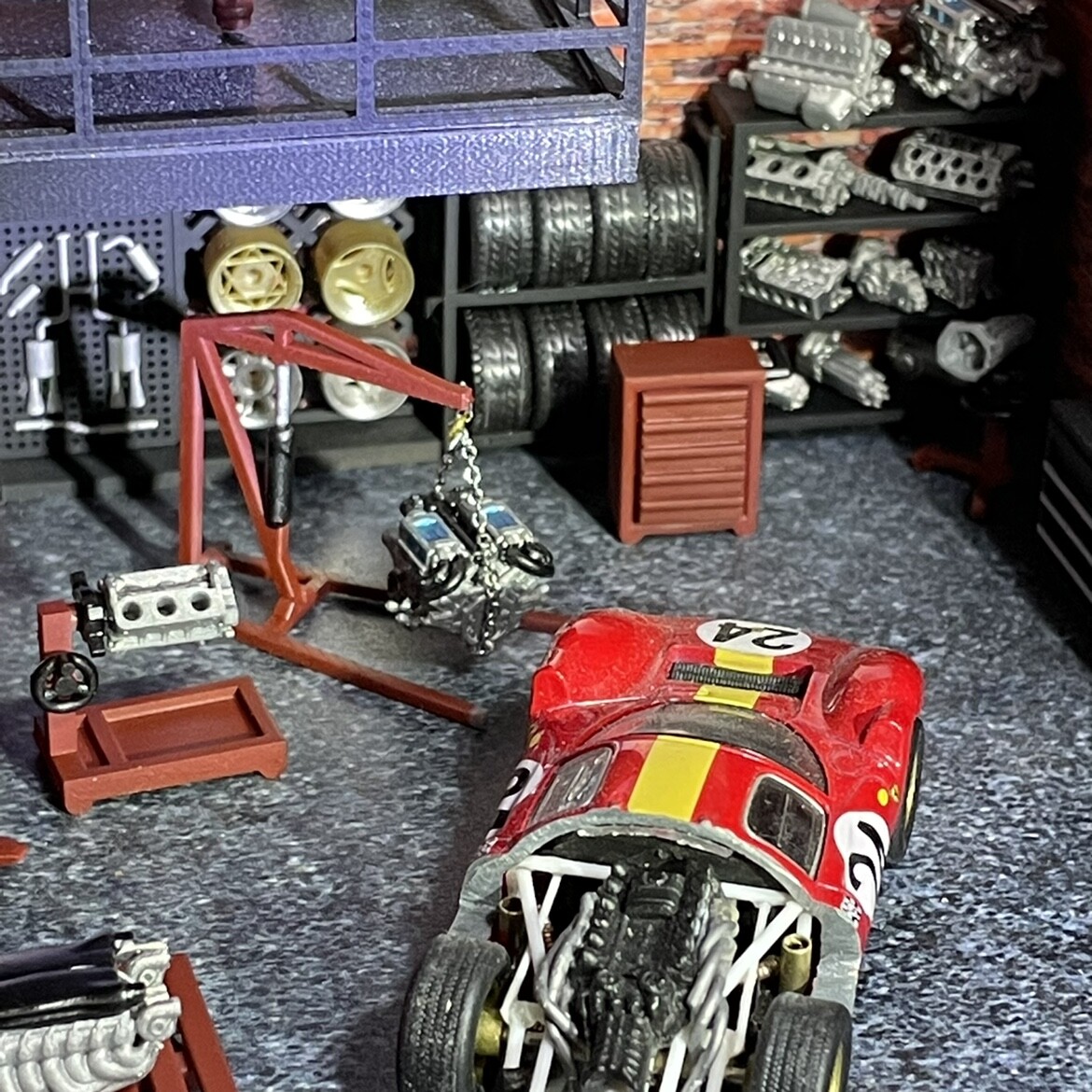 Diorama 1/64 Diecast Car Garage Model Set Repair Workshop Display Accessory Prop