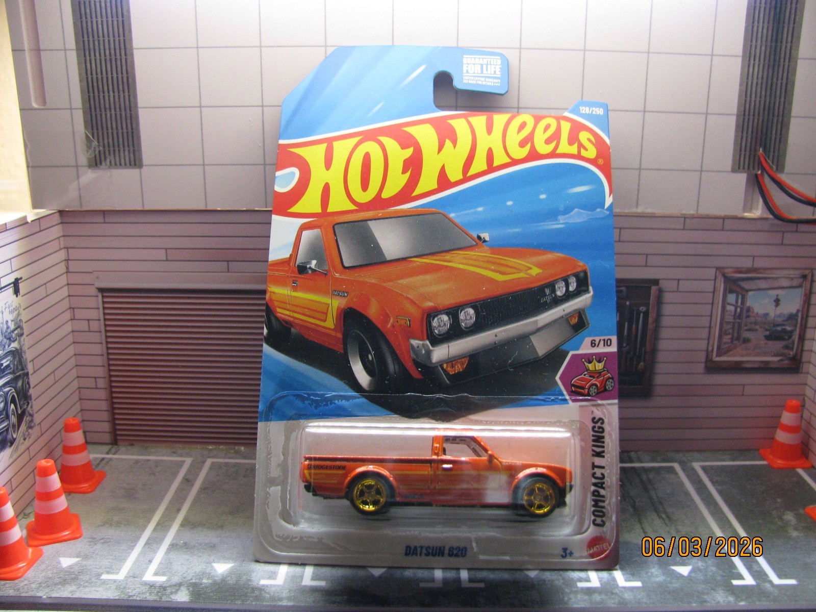 2026 Hot Wheels Orange Compact Kings Datsun 620, w/Real Riders Wheel Swap