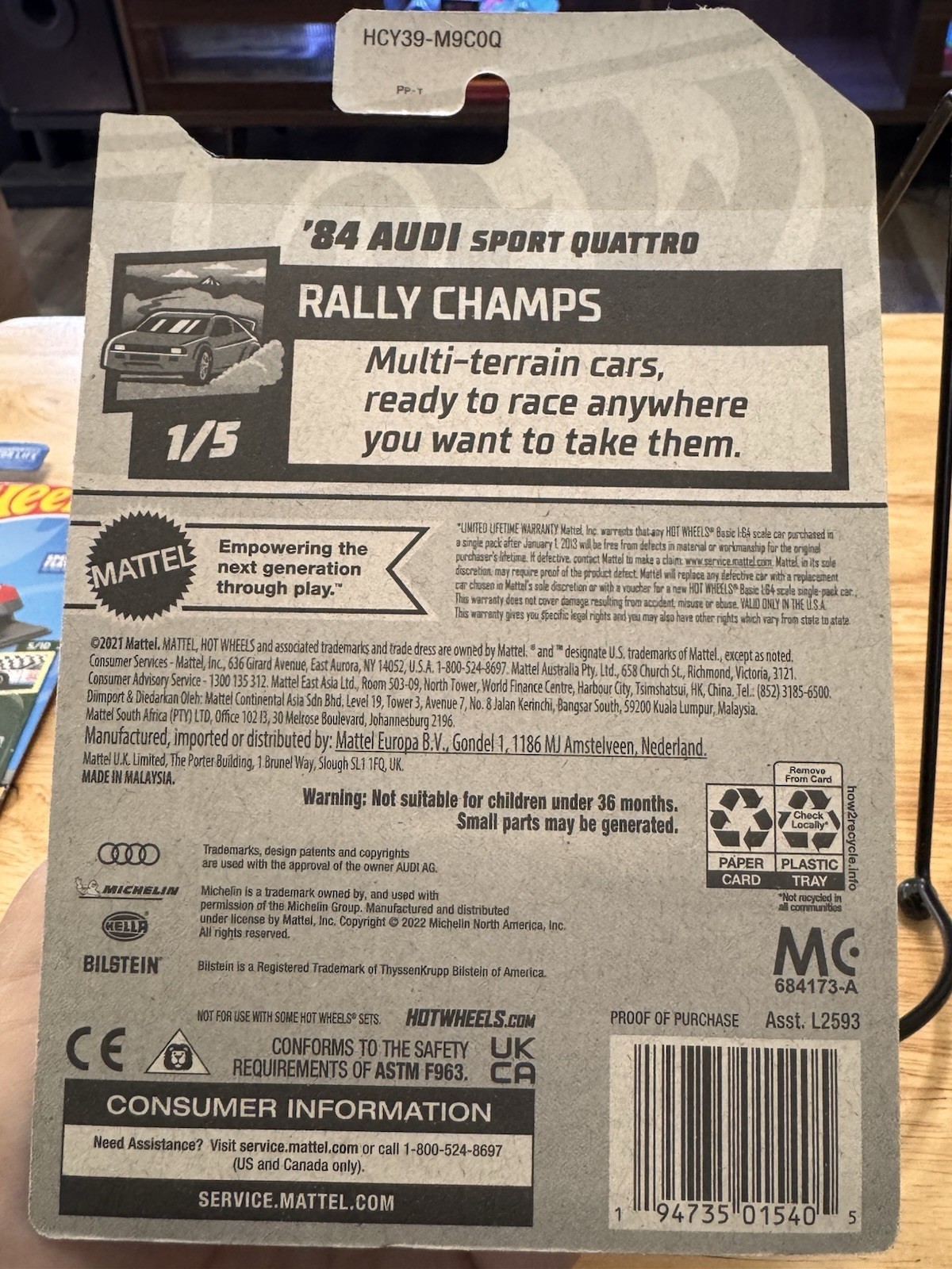 Hot Wheels Rally Champs 1/5 ’84 Audi Sport Quattro in Zamac 180/250