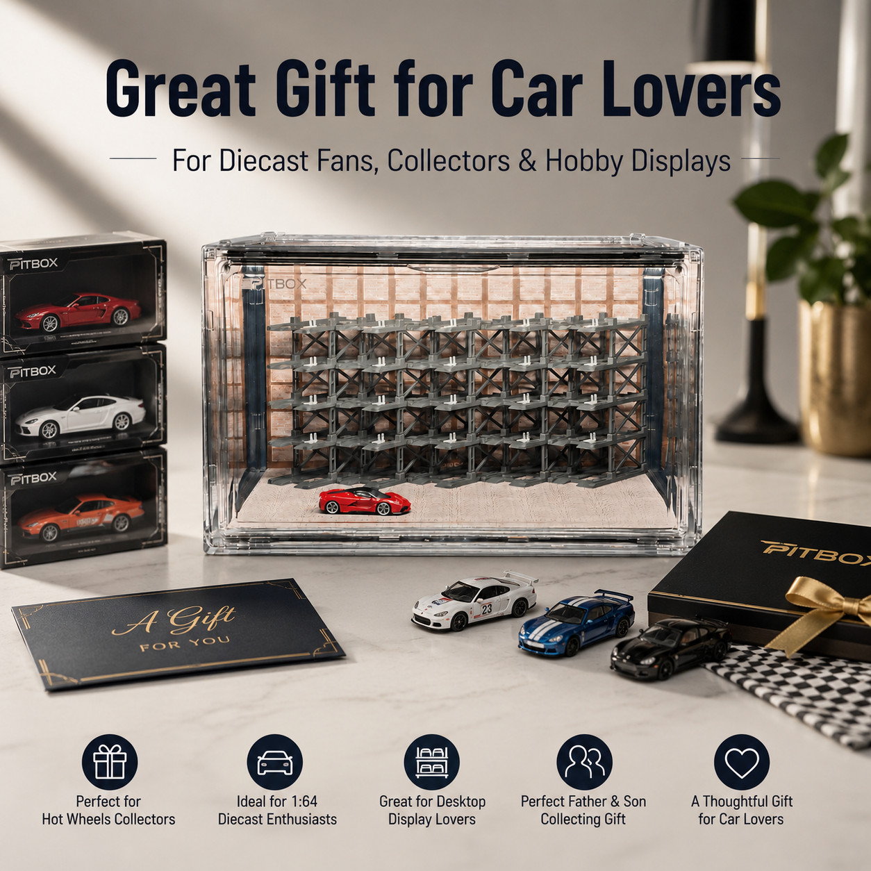 Share Deluxe Display Combo Set 1:64 Diecast Car Parking Rack Case 10 Vehicles