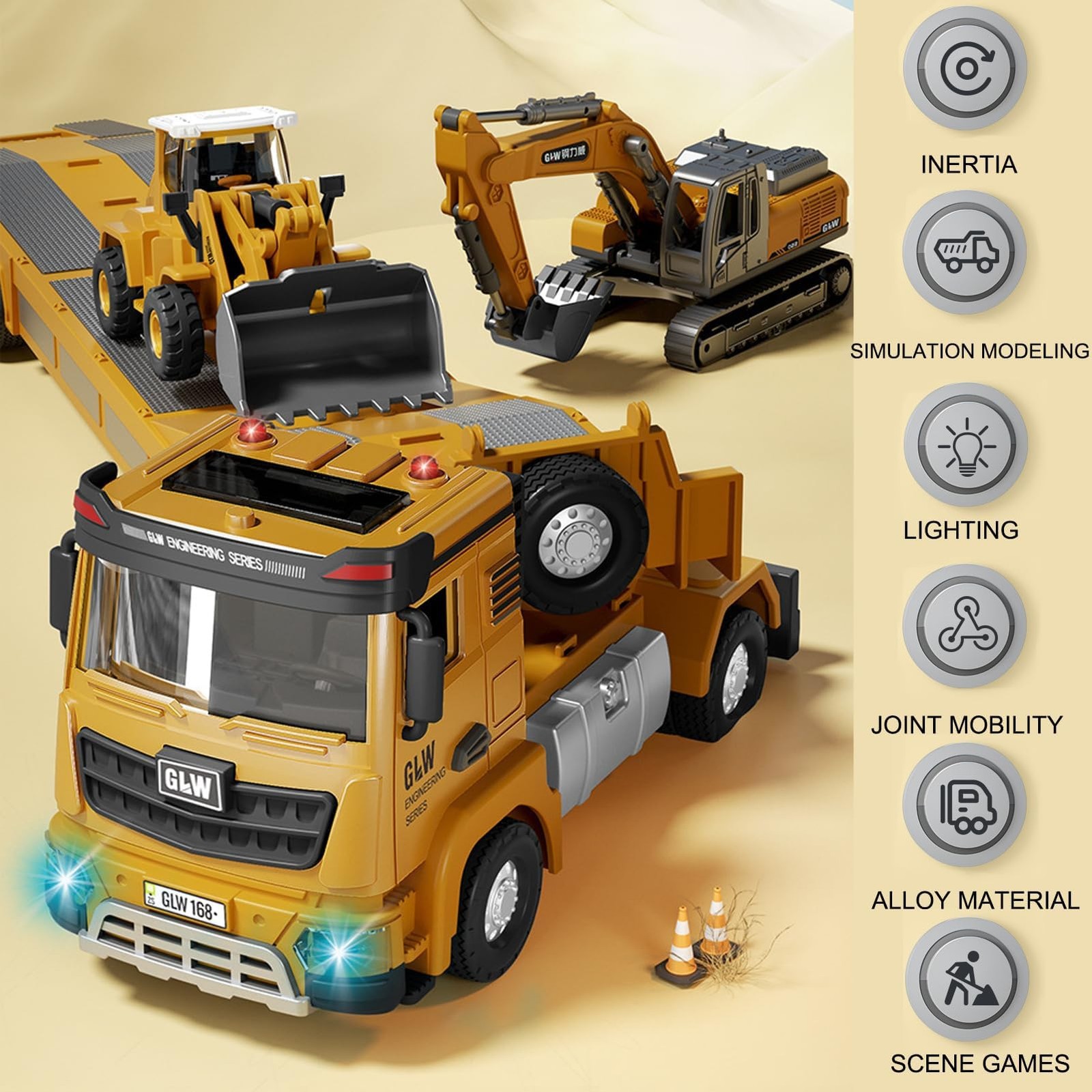 Construction Toys Set for 3 4 5 6 7 Years Old Boys, Die-cast Engineering Cons…