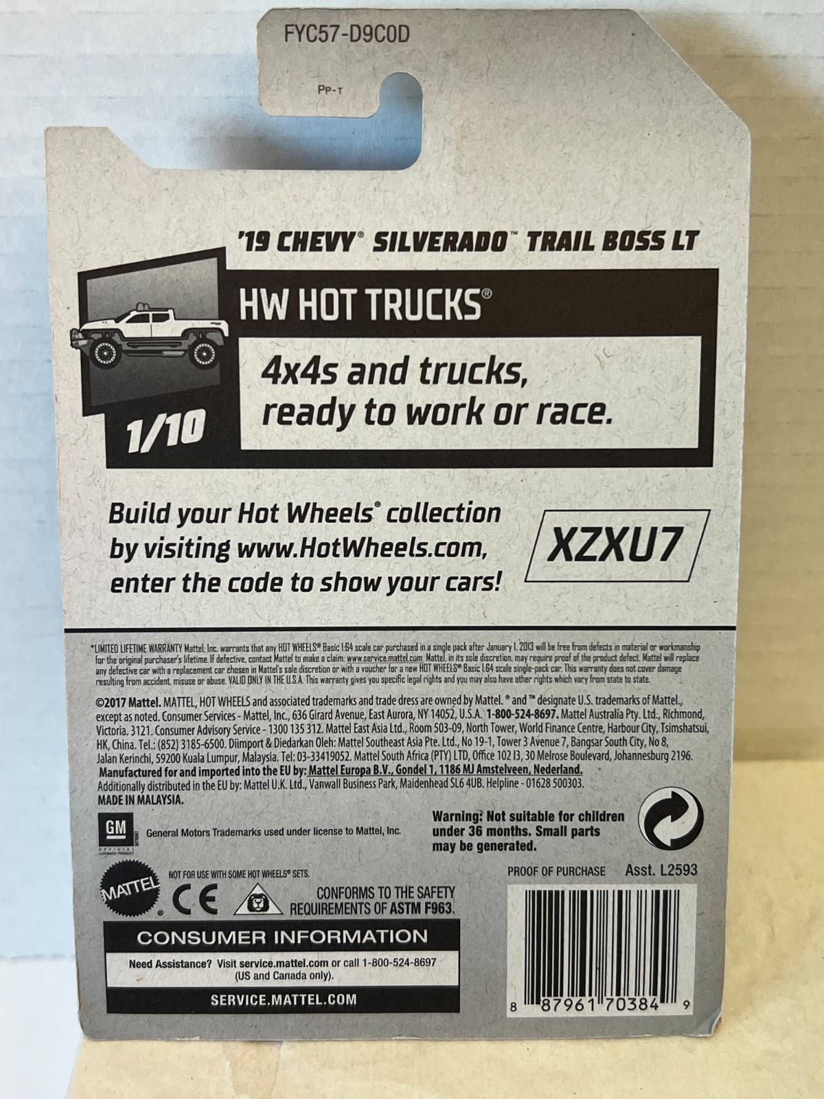 NIP 2019 Hot Wheels ’19 Chevy Silverado Trail Boss LT 83/250 Blue HW Hot Trucks