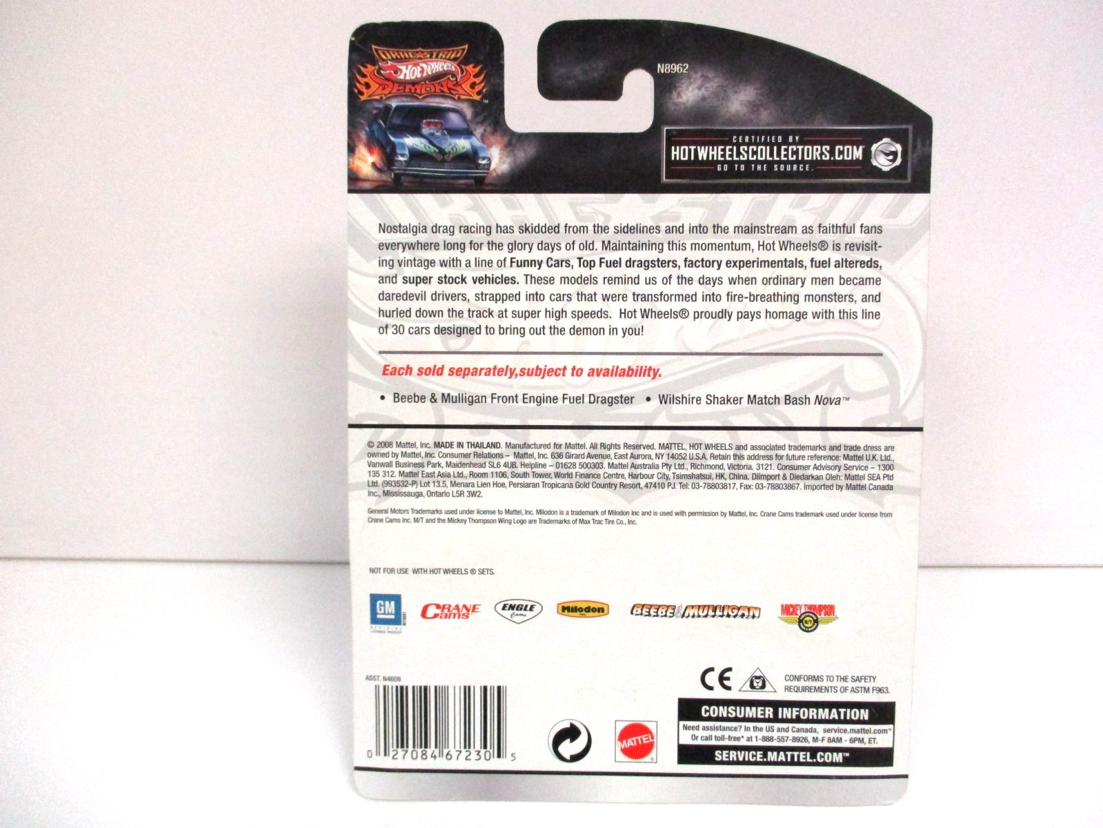 HOT WHEELS – DRAG STRIP DEMONS – BEEBE & MULLIGAN NHRA FRONT ENGINE DRAGSTER