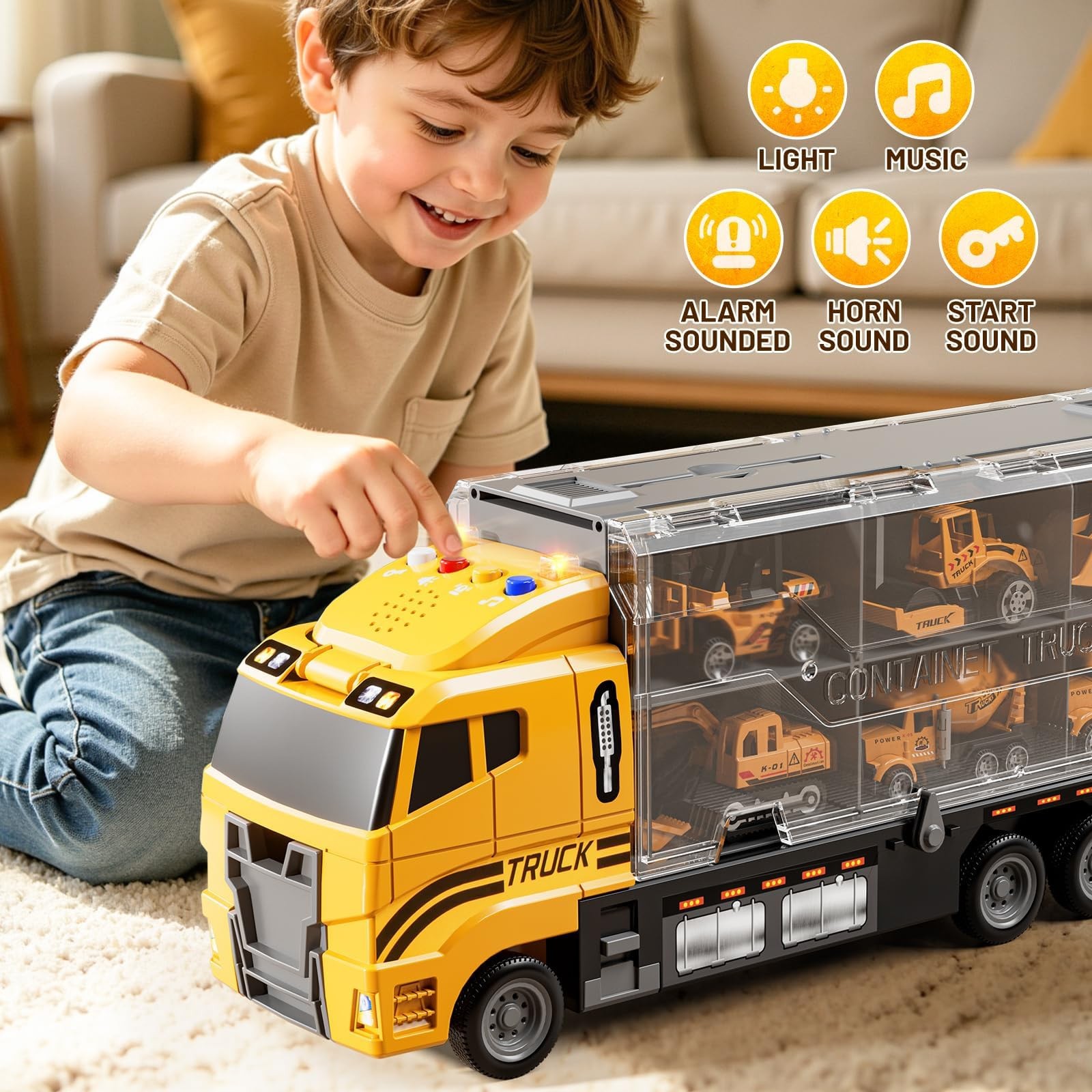 Carrier Truck Toddlers Toys for 3 4 5 6 7 Years Old Boys, Toy Truck Transport…