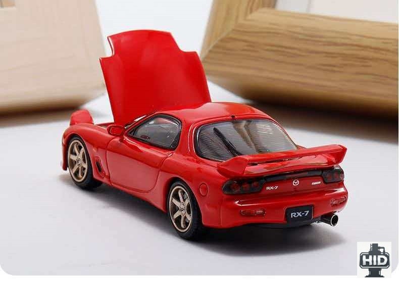 1:64 Mazda RX-7 FD3S A Space Speed Pop-up Headlight Open Hood Alloy Car Model