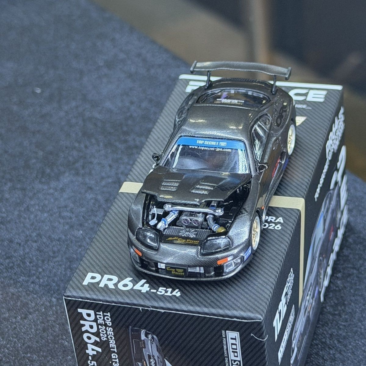 POP RACE 1:64 Top Secret GT300 Supra Thailand 2026 Full Carbon Black Model Car