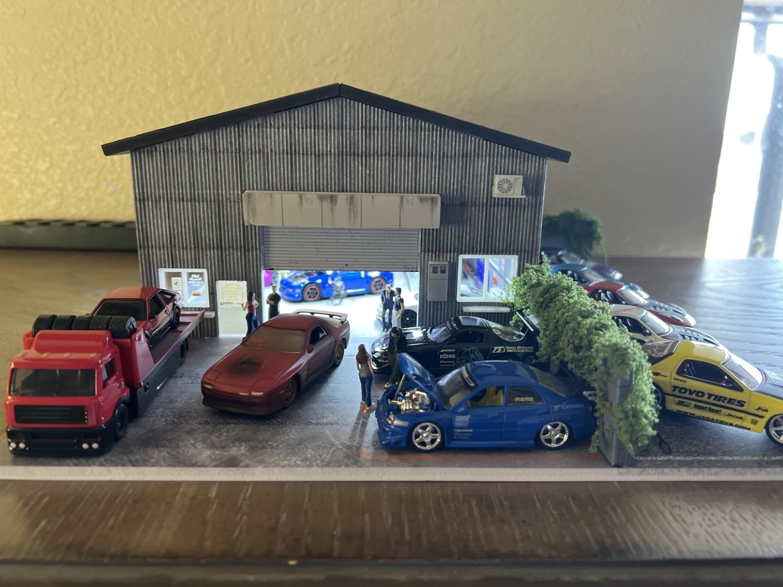 1/64 Diorama Car Garage Model LED Lighting City Factory Building Model Scene US