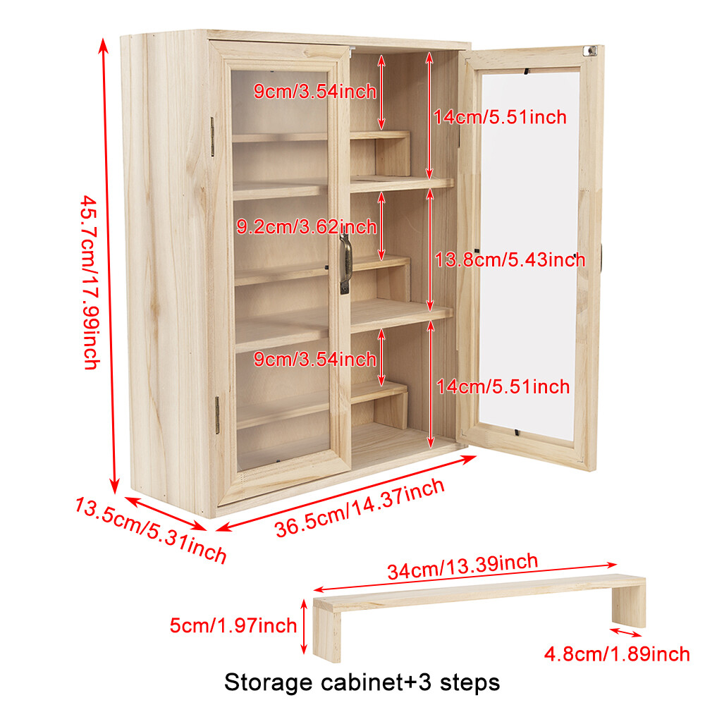 US Wood Toy Car Model Display Cabinet Collection Storage Box with Acrylic Door