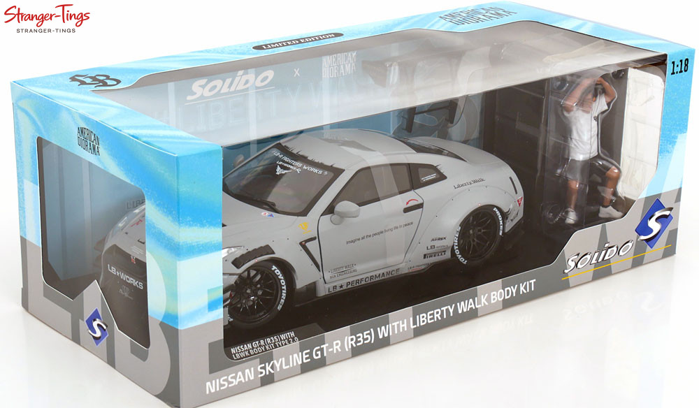 Solido 1/18 Nissan Gt-r (r35) with Liberty Walk Body Kit Type 2.0 Grey 2024