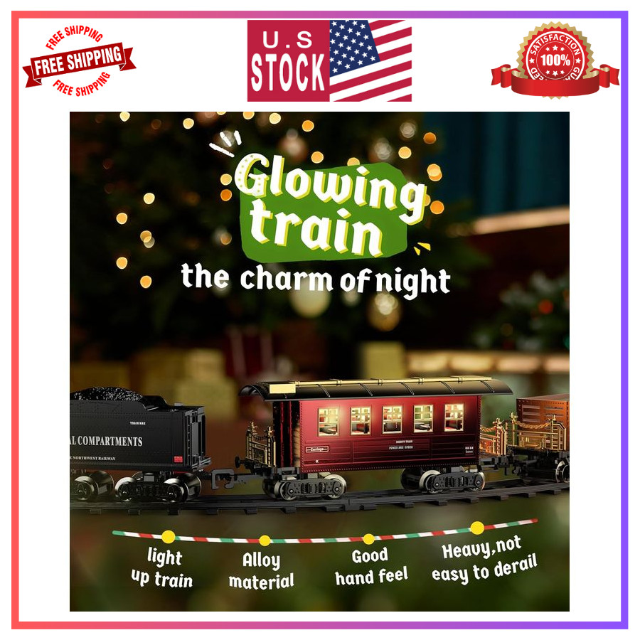 Hot Bee Train Set Alloy Toy w/ Lights Smoke Sound for Kids 3-8 Years