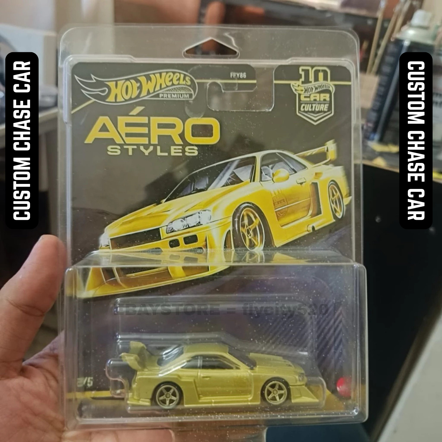 Hot Wheels Aero Styles Gold LBWK LB-ER34 Super Silhouette CUSTOM CHASE Diecast