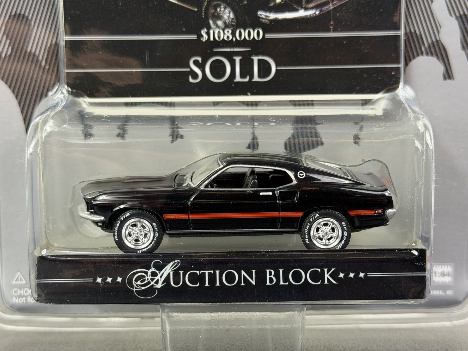 Greenlight Barrett-Jackson Auction Block Black 1969 Ford Mustang Mach 1 – NIP