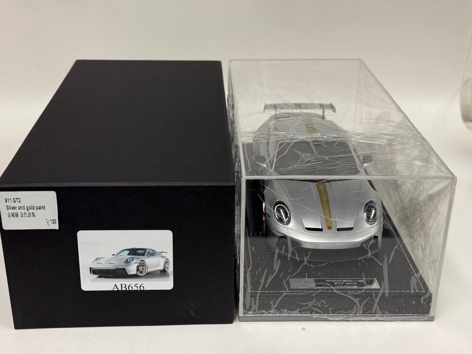 1/18 Ivy Porsche 911 GT3 992.1 Silver Gold Stripe Leather 20 pcs AB656 LAST ONE