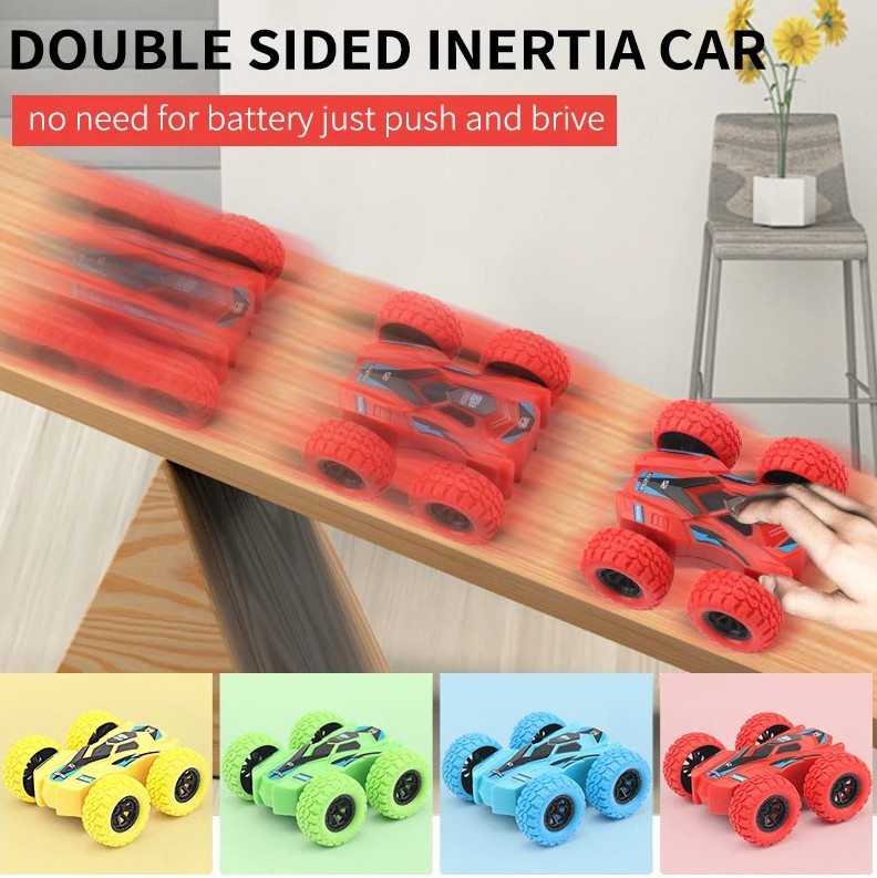 1 pc Pull Back Double-Sided Stunt Car Inertia Toy Shatter-Proof Vehicle for Kids