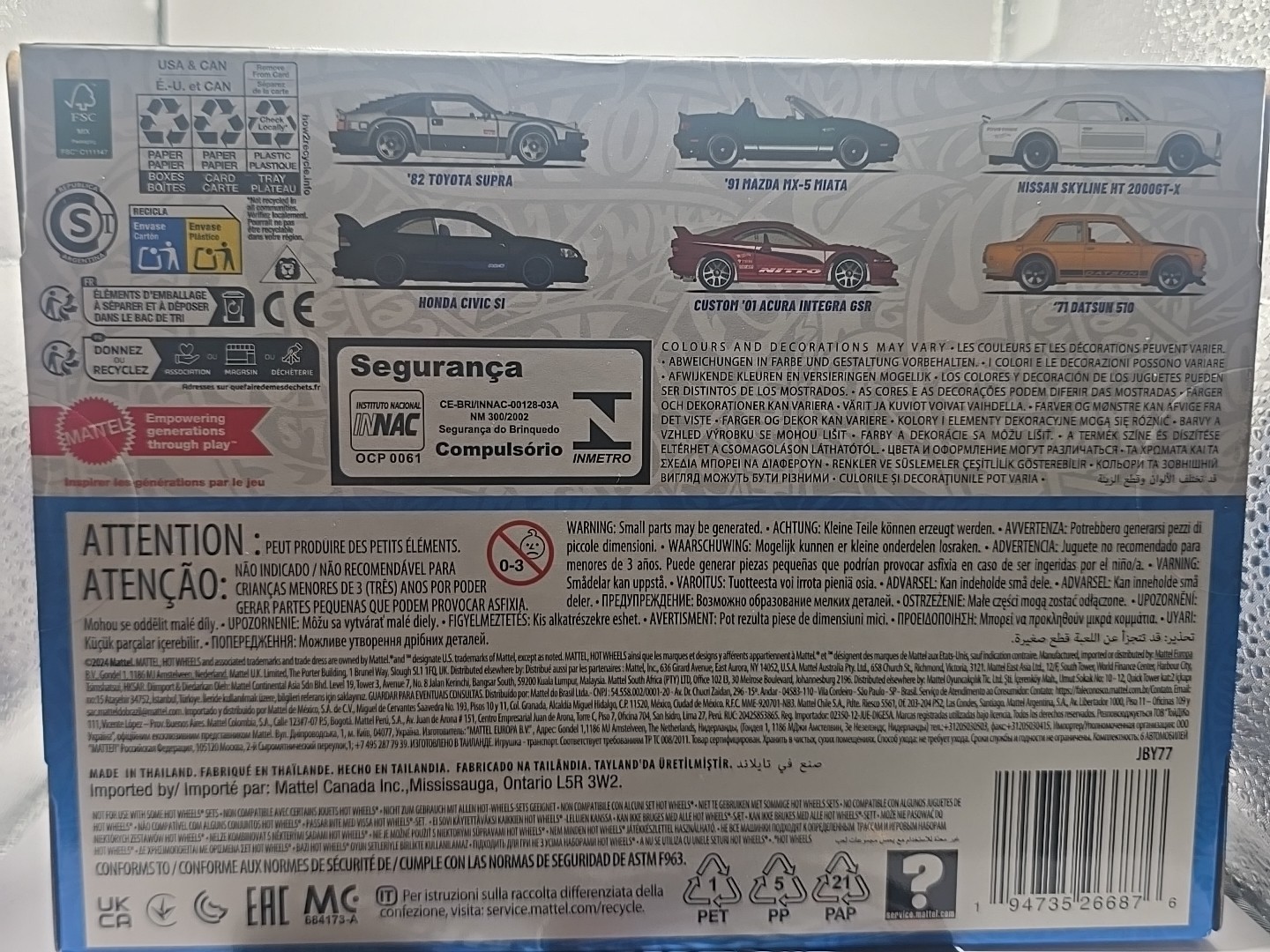 Hot Wheels JDM Silver Series 6 Pack Set Supra Skyline Civic Nissan Honda Toyota