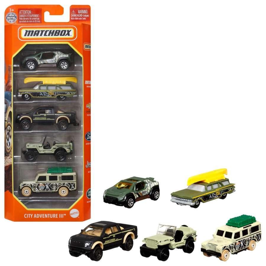 Set of 15 Toy Cars and Trucks with 3 Themed 5-Packs of 1:64 Scale Die-Cast Ve…