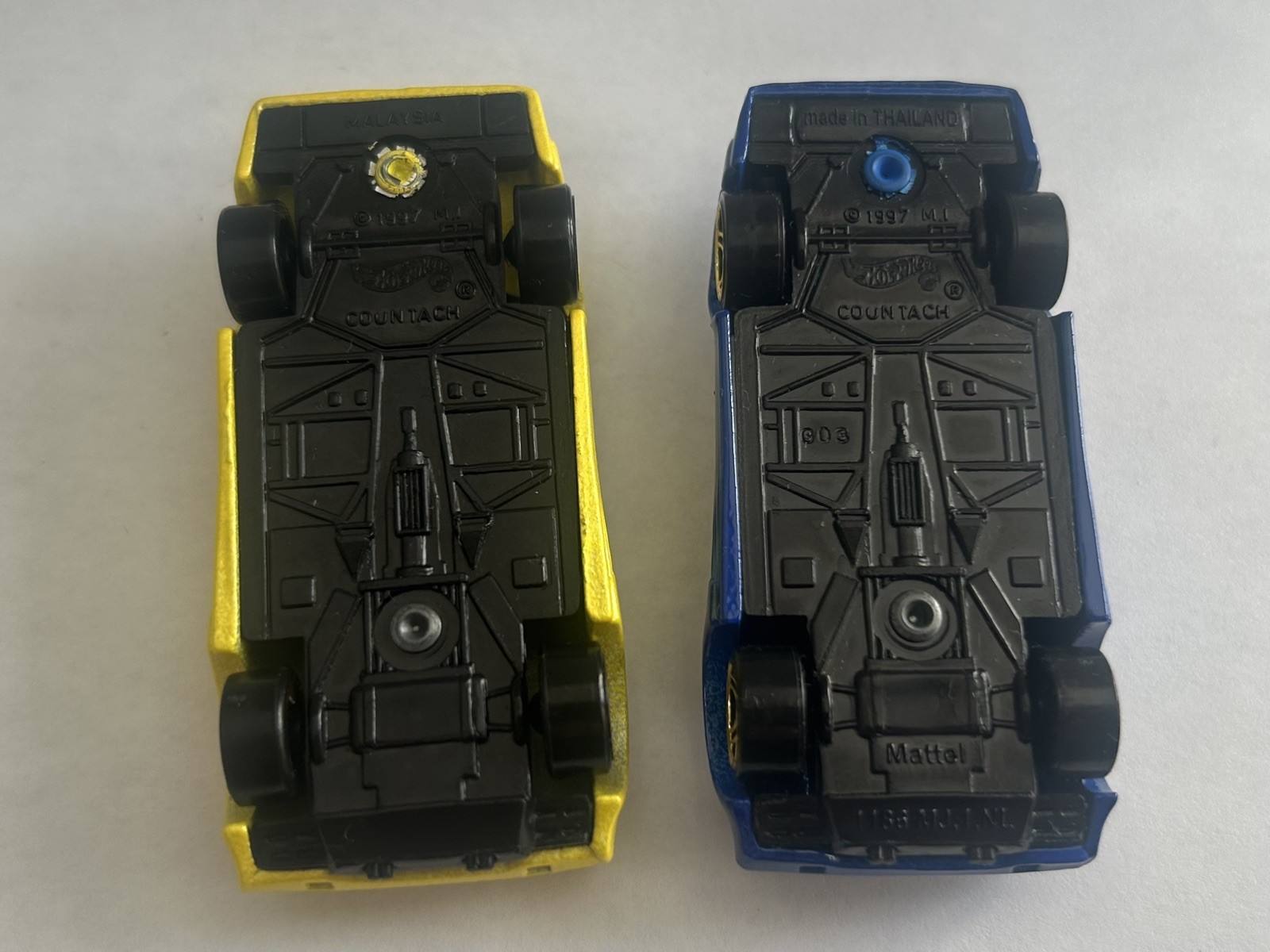LOT OF 2 HOT WHEELS LAMBORGHINI COUNTACH BLUE AND YELLOW