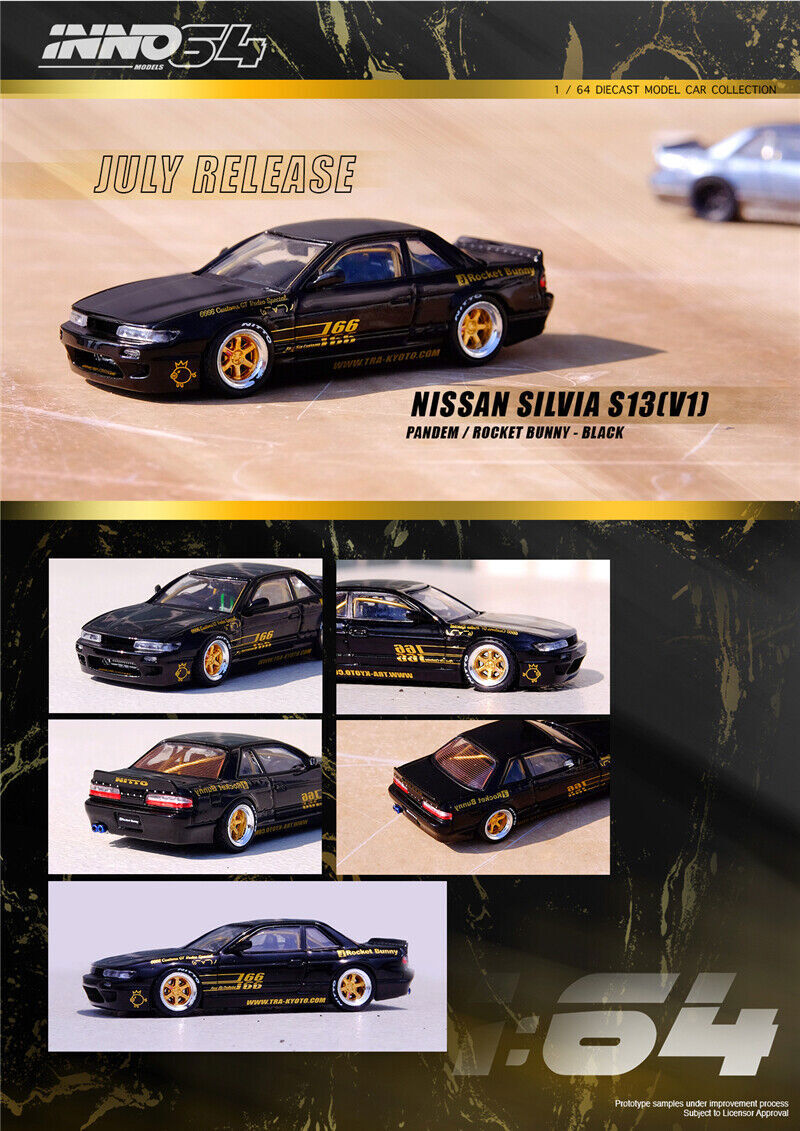 INNO 1:64 SILVIA S13 PANDEM ROCKET BUNNY Black car in box