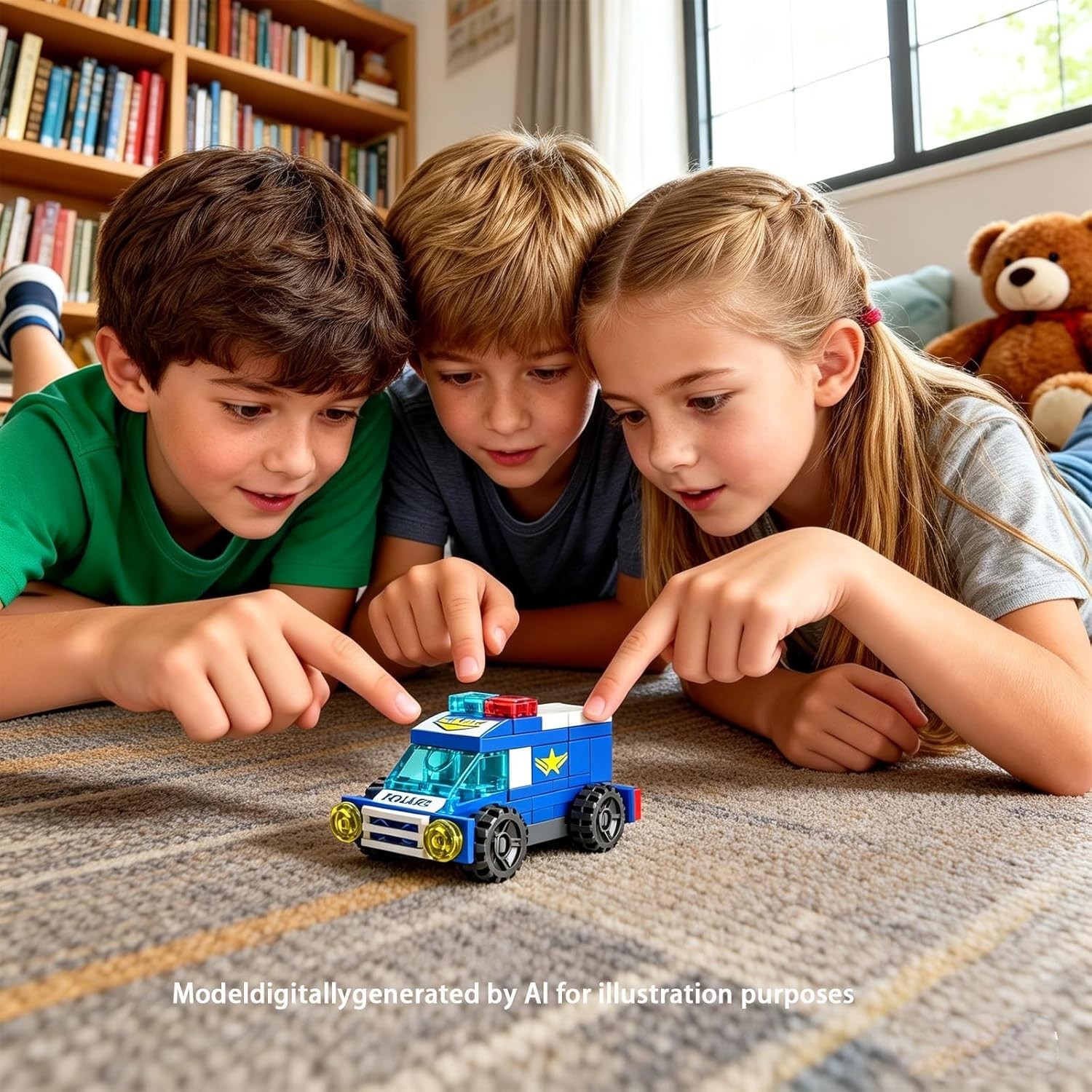 Interactive Police Car Building Set with Moving Wheels – Perfect Gift for Kids
