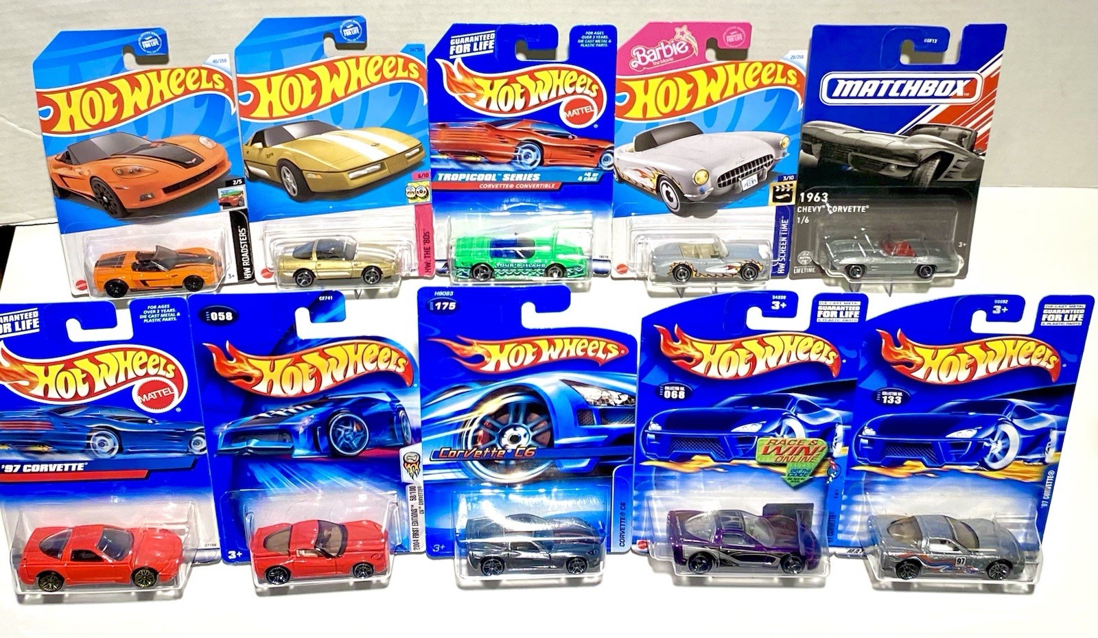 x10 Hot Wheels CORVETTE Big Lot of 10 Variety Cars New in Box FULL LIST IN DESC