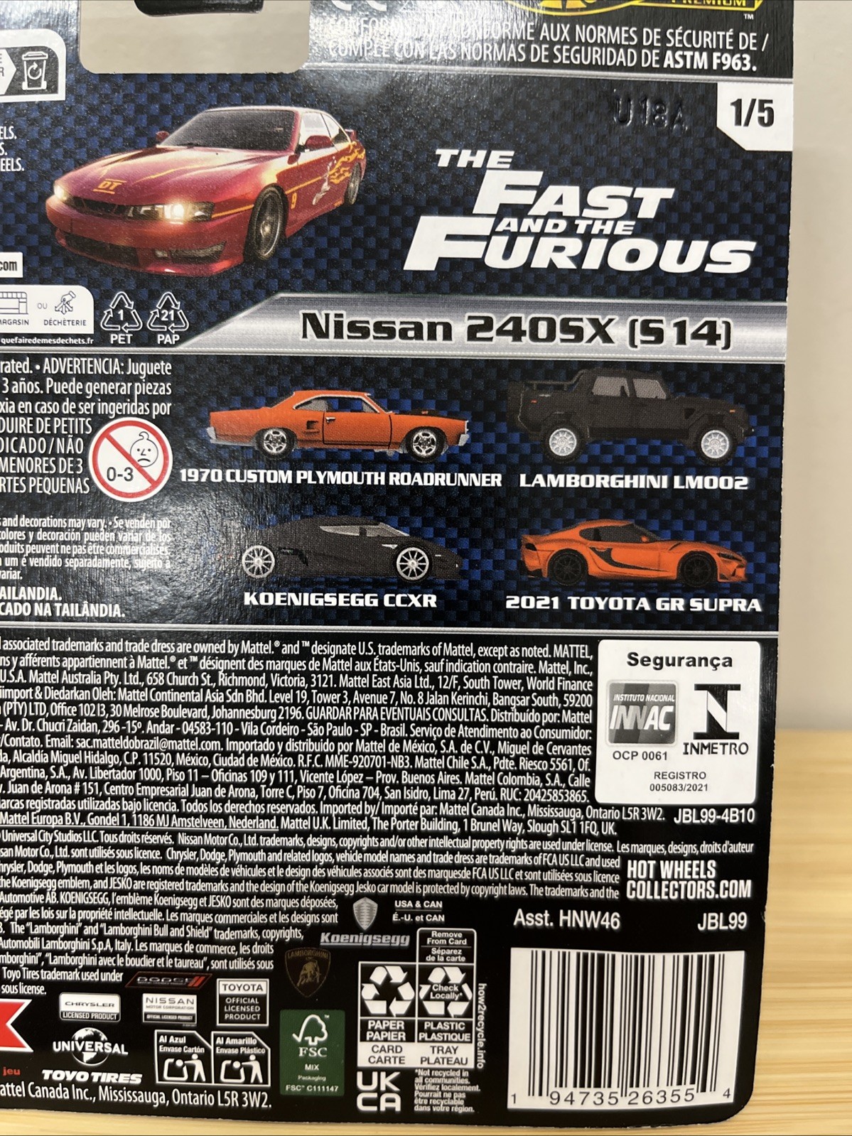Hot Wheels 2025 Fast and Furious Nissan 240SX (S14) 1:64 Scale Ages 3+