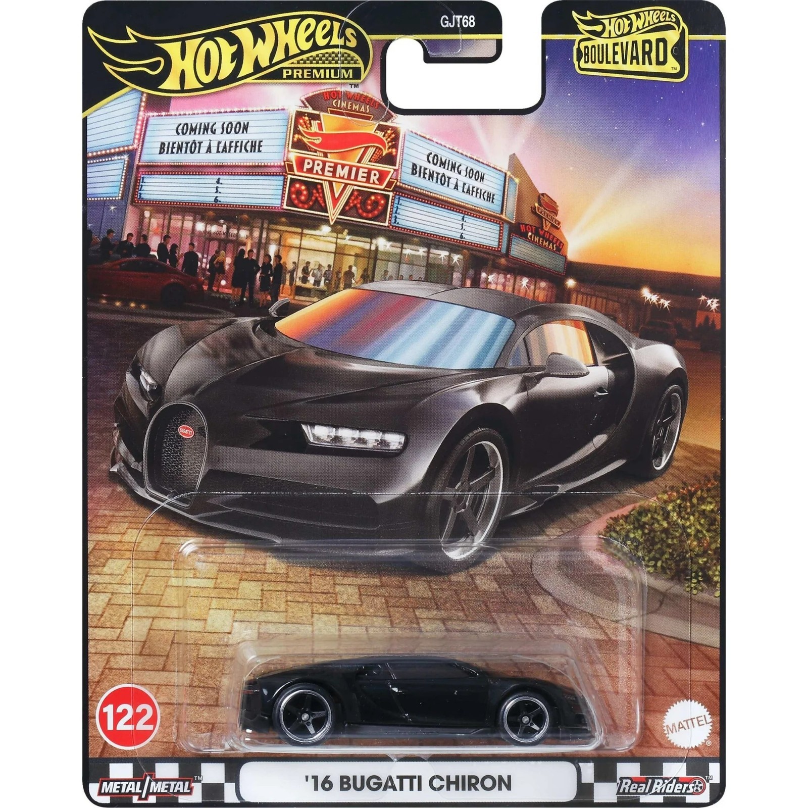 Hot Wheels Premium 2025 Boulevard 2016 Bugatti Chiron Black 1:64 Diecast Car