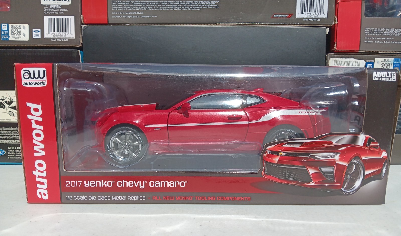 Auto World 1:18 2017 Chevrolet Yenko Chevy Camaro Red Diecast Metal Adult