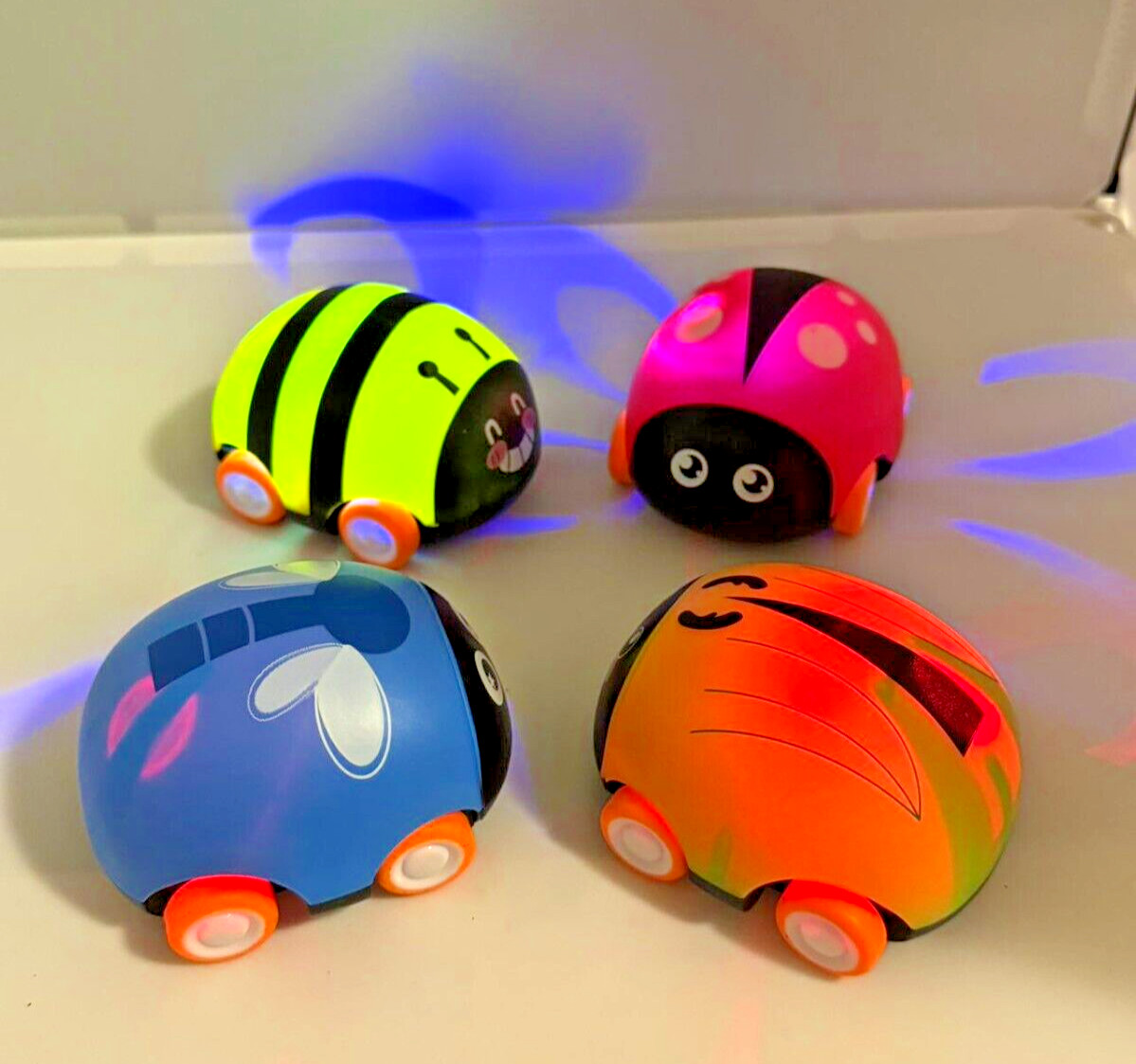 4 Pieces Animals Pull Back Cars Friction Powered Push and Go Back Toys Cars