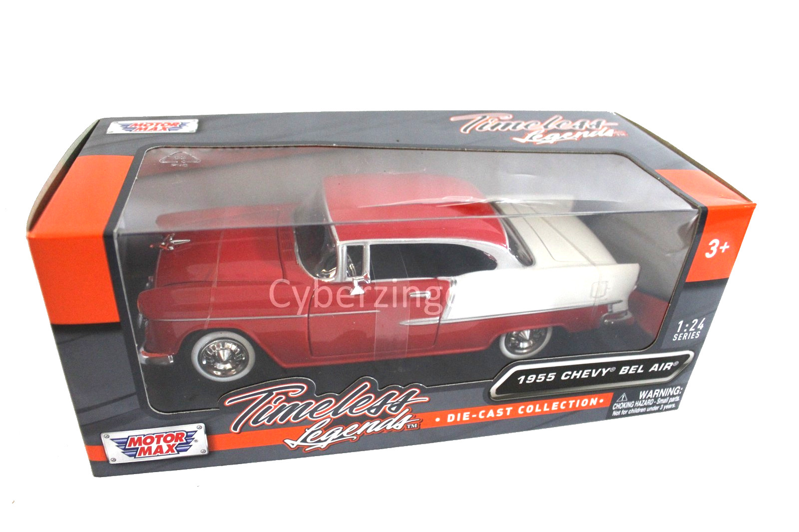 MotorMax 1955 Chevy Bel Air Red And White 1:24 Diecast Model PREOWNED