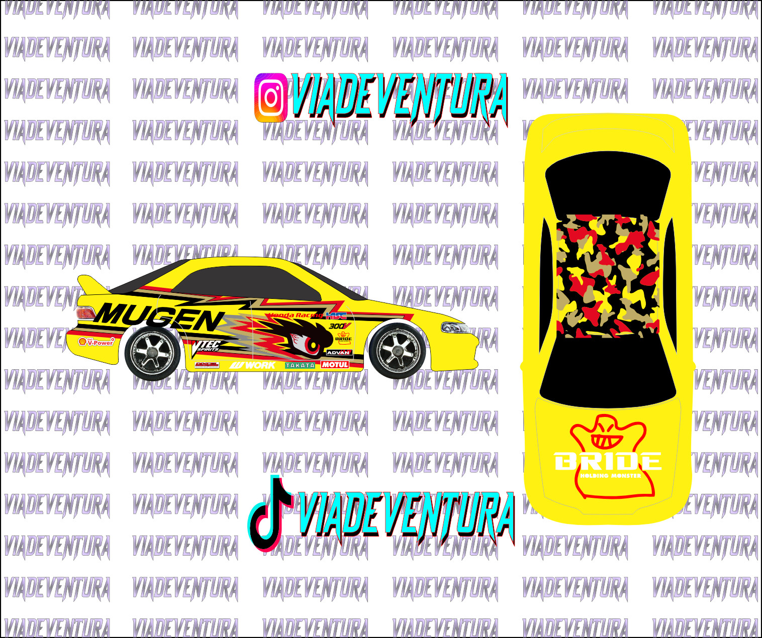 Mugen Camo Black 1/64 Civic FD2 WHITE TONER Universal Waterslide Decal for Hot