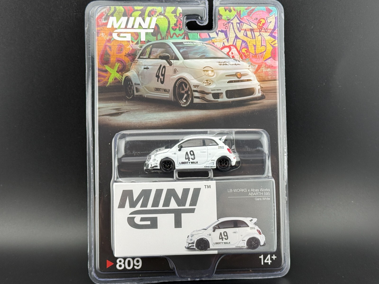 Mini GT LB-WORKS x Abas Works ABARTH 595 Gara White #809 1/64