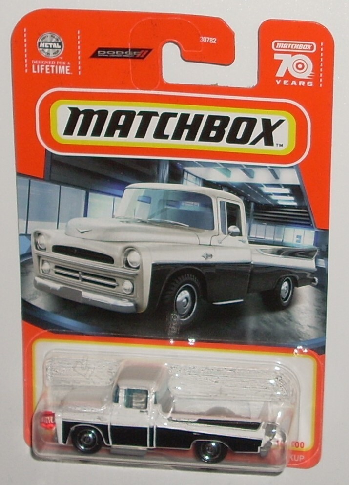 2023 MATCHBOX MBX 70 YEARS DODGE SWEPTSIDE PICKUP Truck 14 White Black MOC
