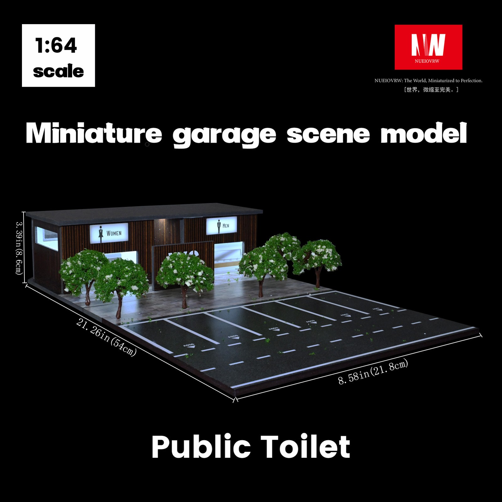 Diorama 1/64 Diecast Car Garage Model LED Street Toilet Building Scene Gifts US