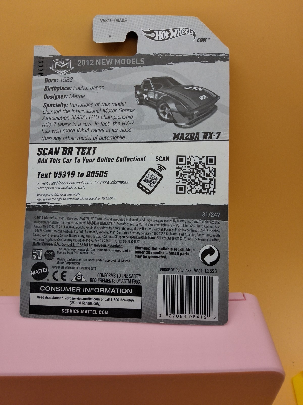 2012 Hot Wheels New Models 31/247 MAZDA RX-7 Black 🔥63
