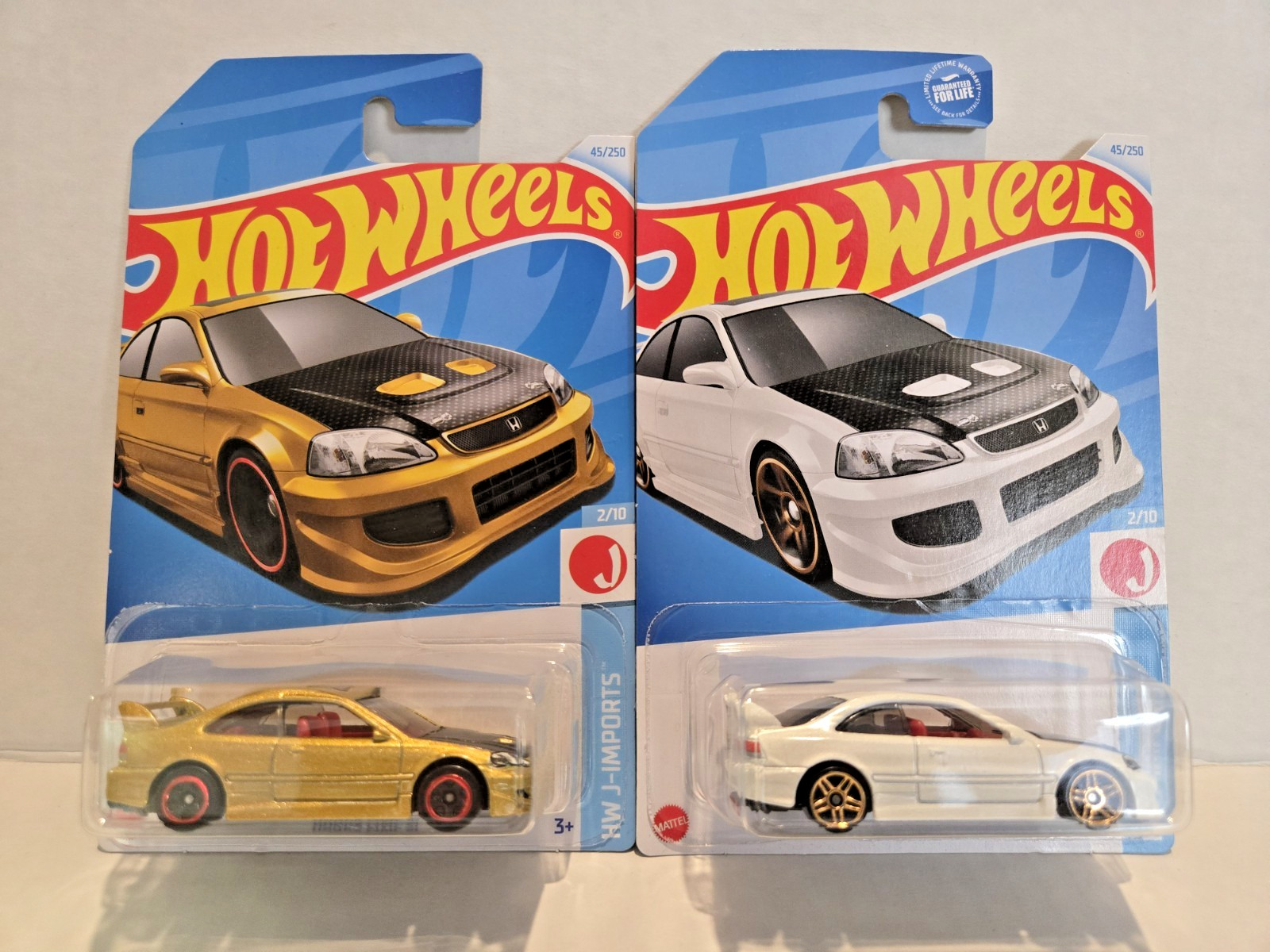 Hot Wheels Honda Civic Si – 2024 HW J-Imports 2/10 – Gold & White – Lot of 2
