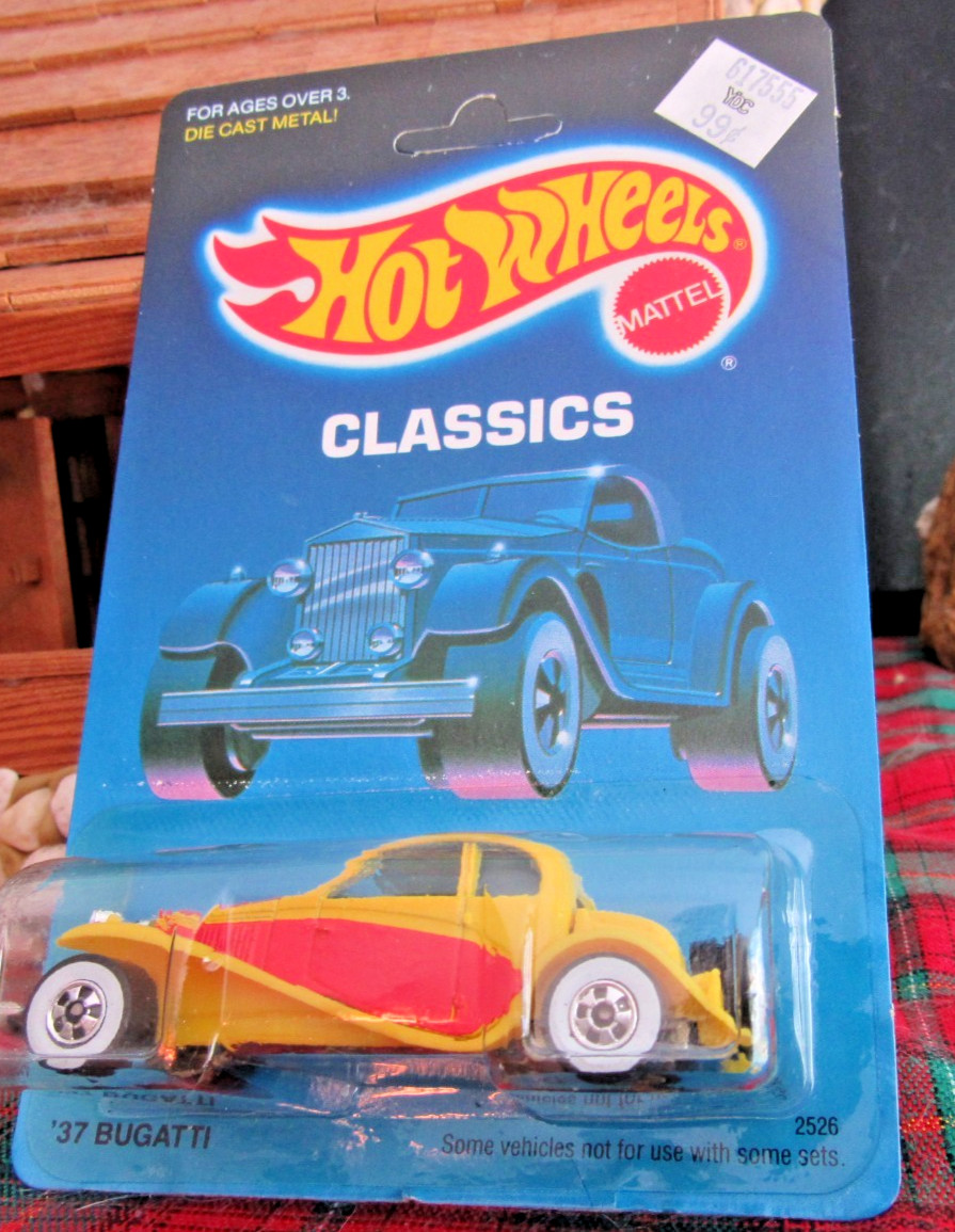 1988 Hot Wheels ’37 Bugatti on Classic card with white walls. Item # 2526.