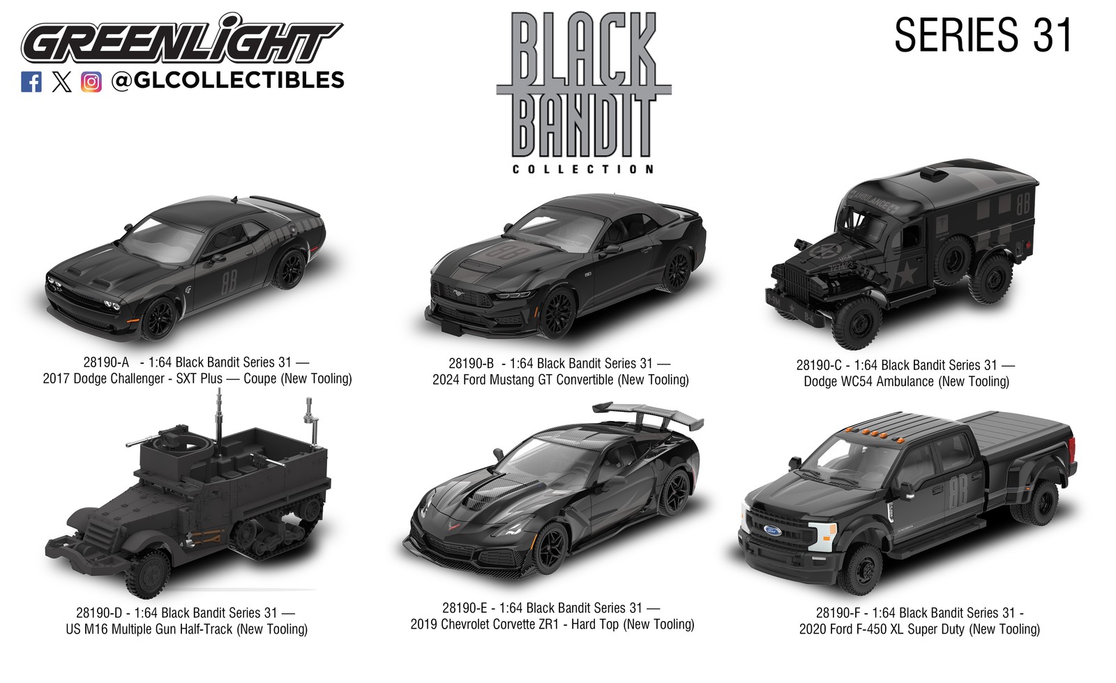 Greenlight Black Bandit 31 – 2019 Chevrolet Corvette ZR1 – 28190-E **RAW CHASE**