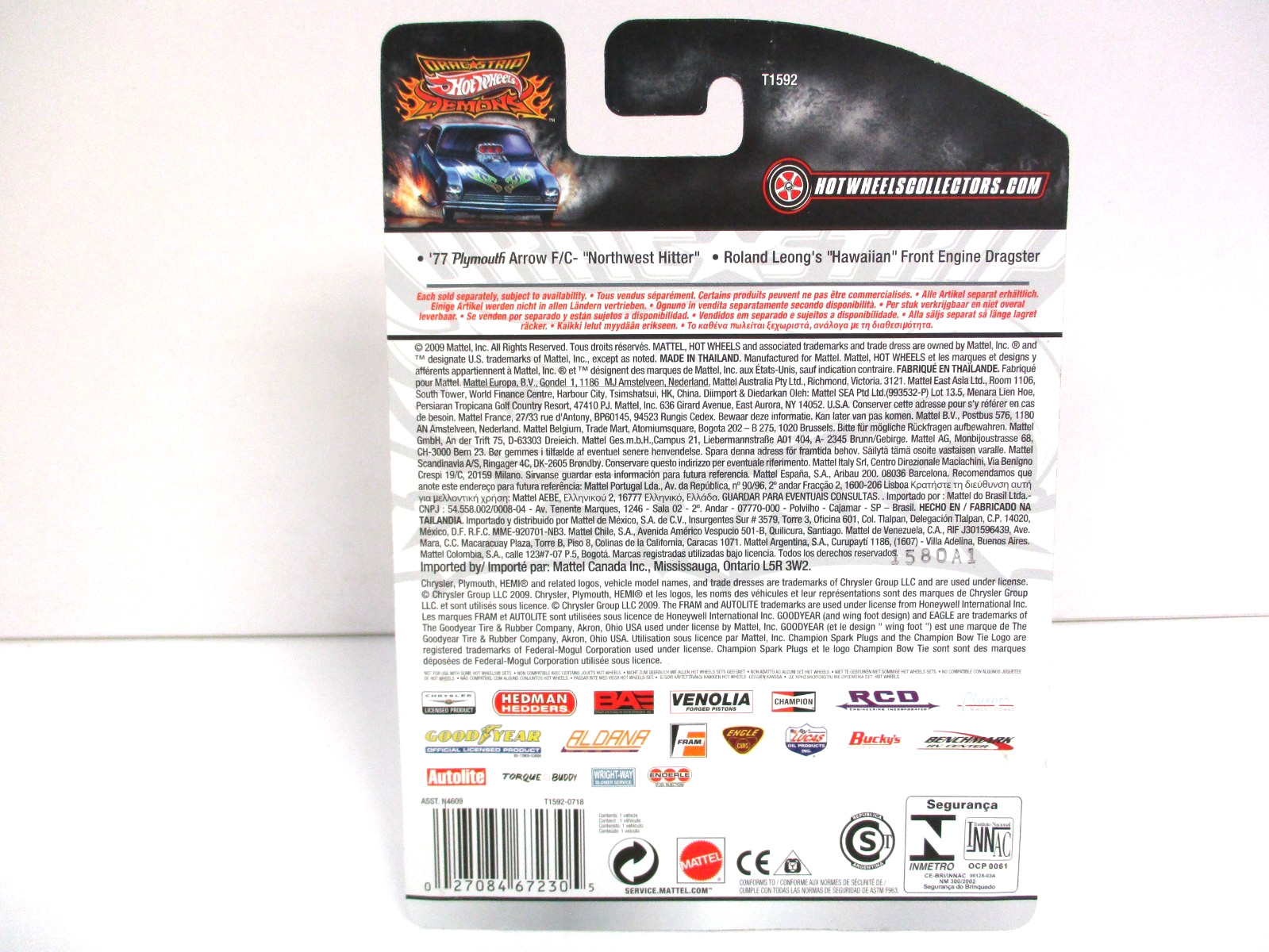 HOT WHEELS – DRAG STRIP DEMONS -ROLAND LEONG HAWAIIAN FRONT ENGINE DRAGSTER READ