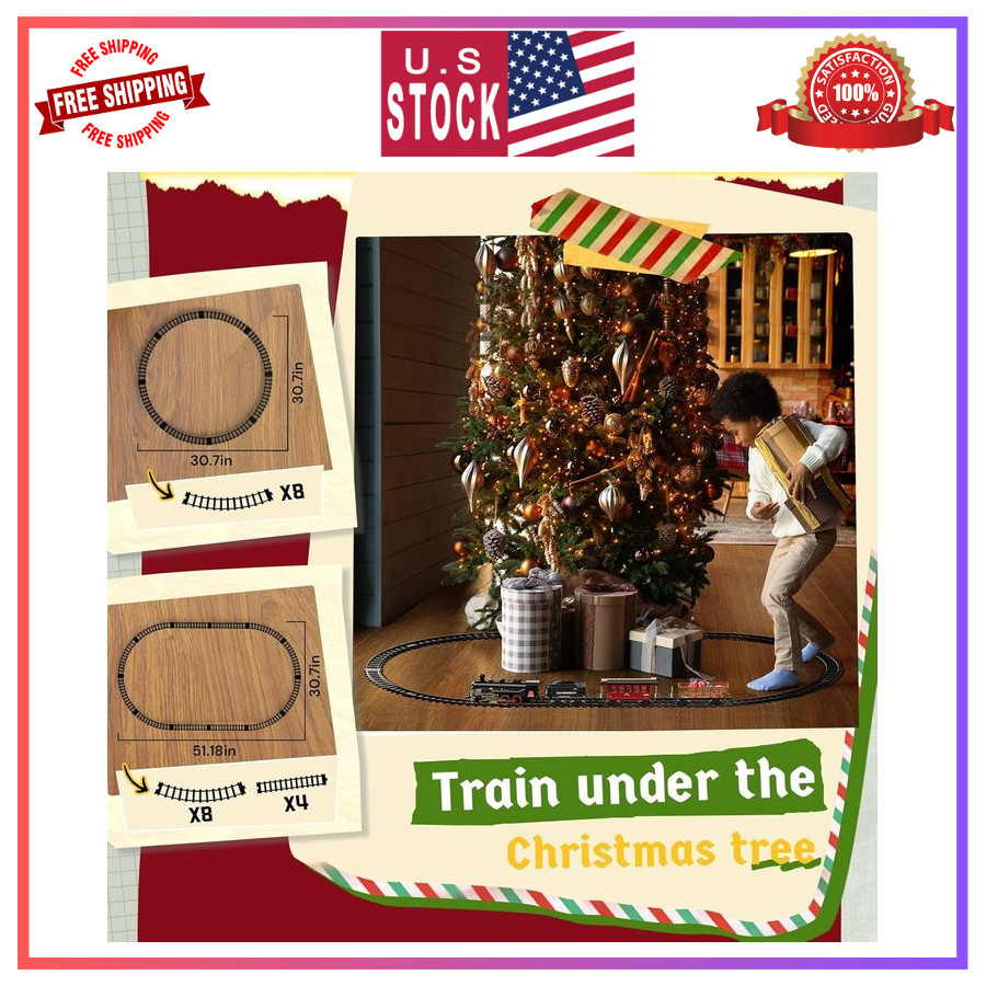 Hot Bee Train Set Alloy Toy w/ Lights Smoke Sound for Kids 3-8 Years