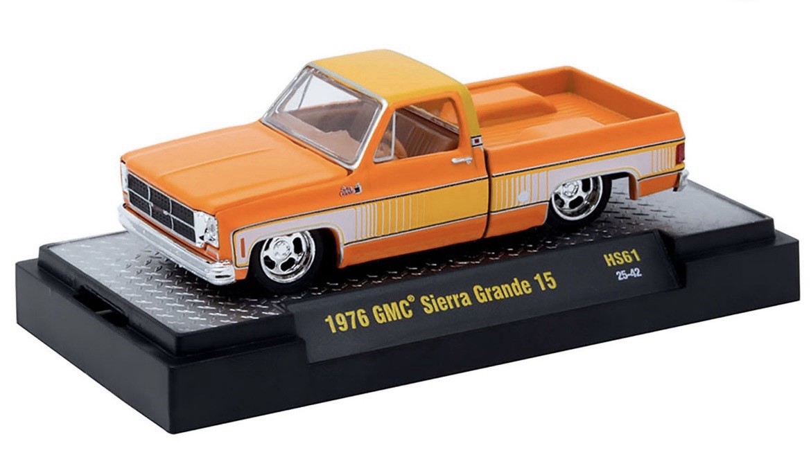 M2 MACHINES 1976 GMC SIERRA GRANDE 15 SQUAREBODY ORANGE SLICE HOBBY EXCLUSIVE