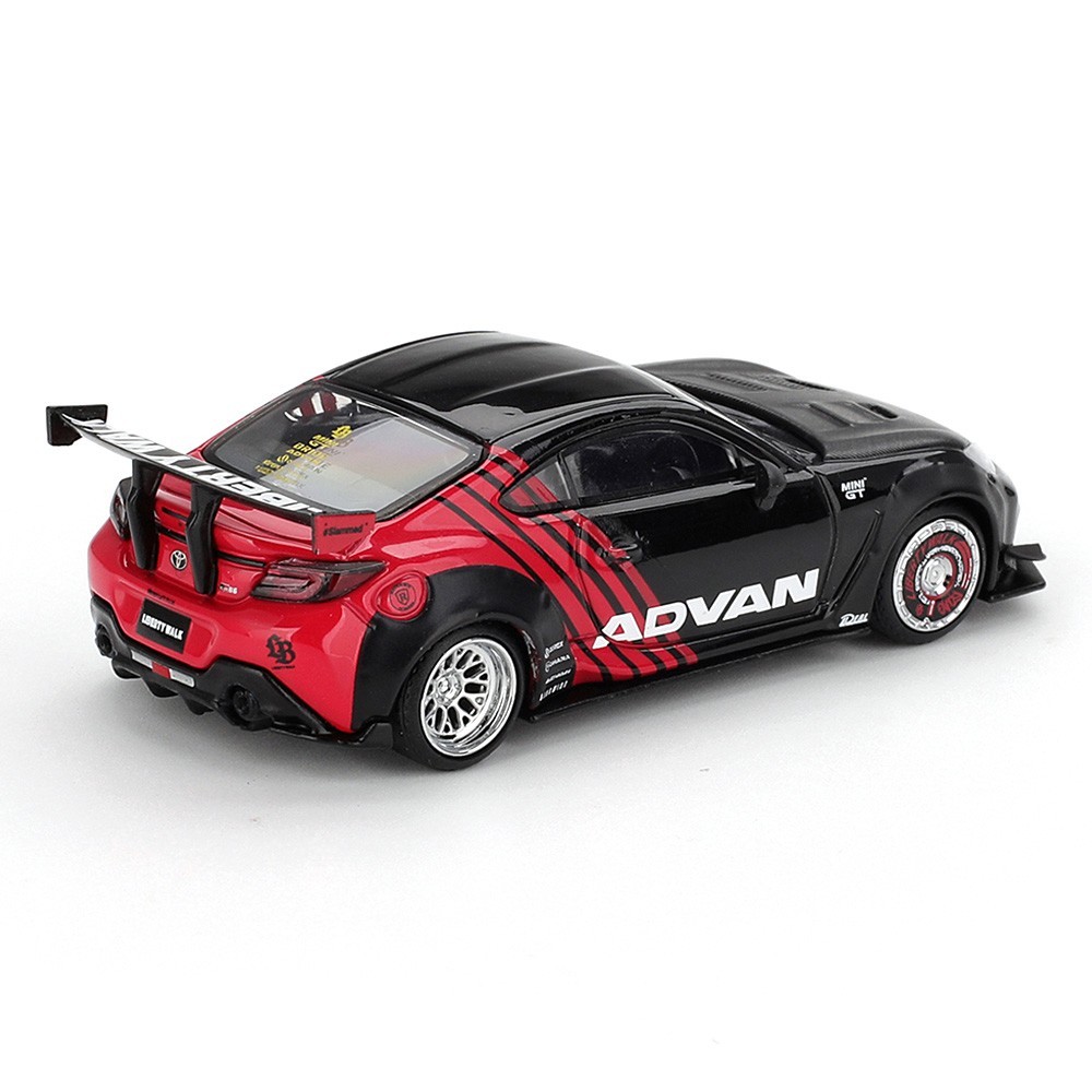 MINI GT TOYOTA GR 86 LIBERTY WALK LBWK LB NATION ADVAN 1/64 BLACK / RED MGT01173