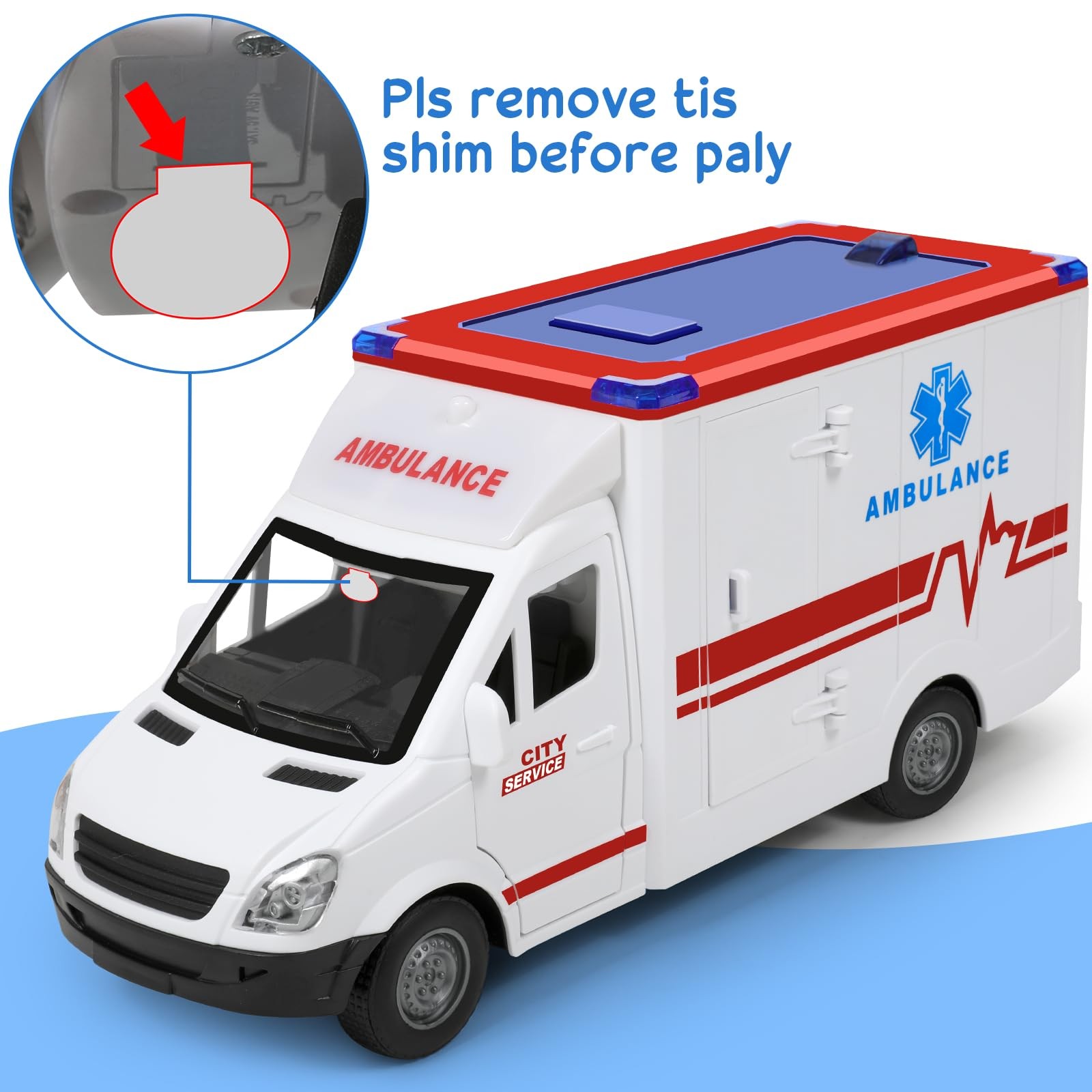 Toy Ambulance Boys Age 3-5 With 4 Different Flashing Lights & Sound, Back And…